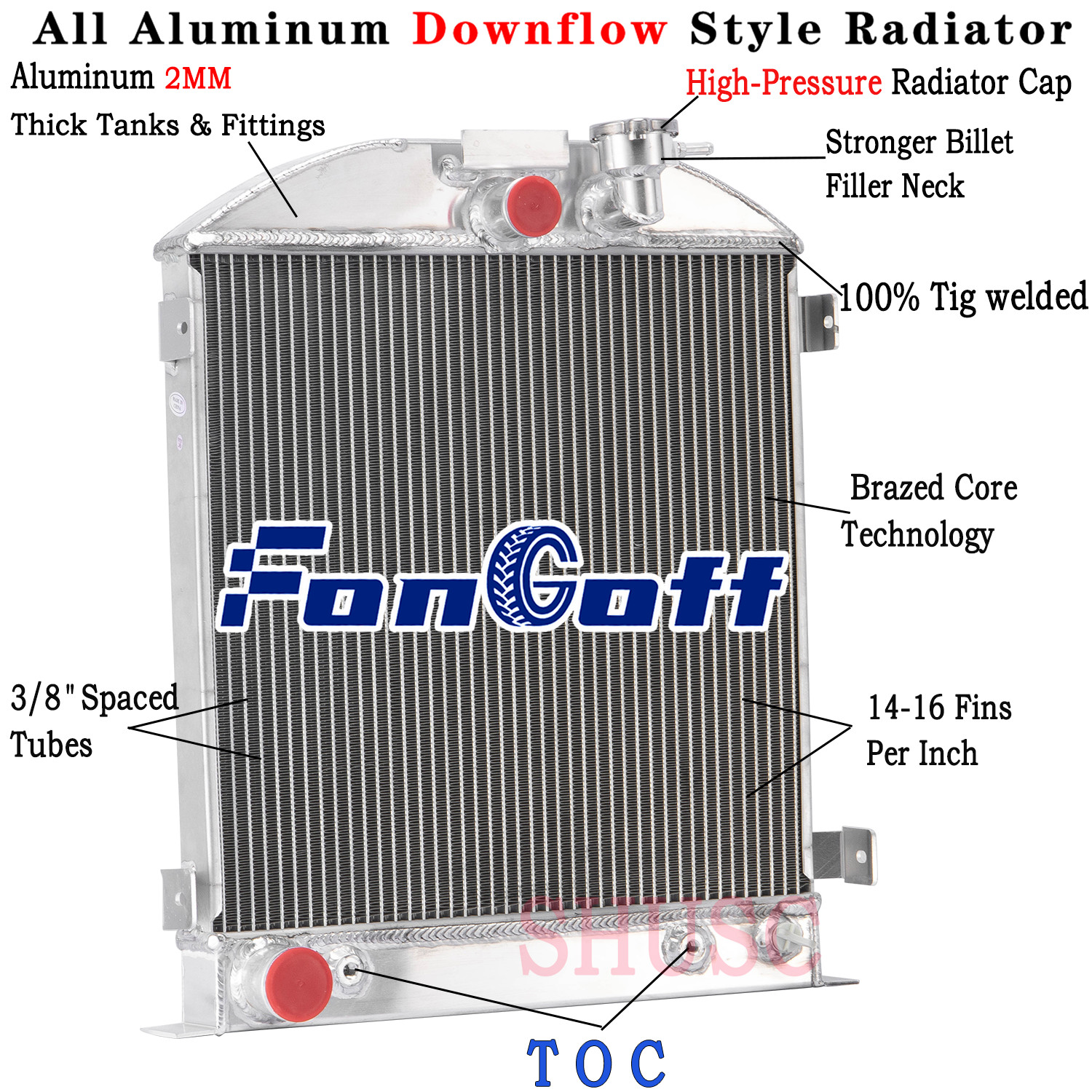 3 Row Aluminum Radiator For 1932 / 32 Ford Hi-Boy Hot Rod Grill Shells Ford  V8