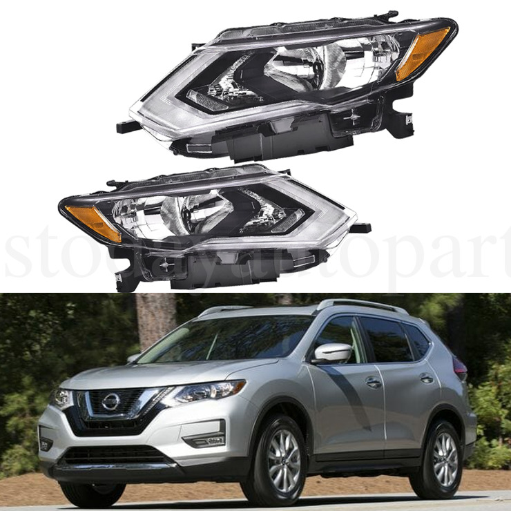 For 2017-2020 Nissan Rogue Halogen Headlight Headlamp W/LED DRL Left+Right