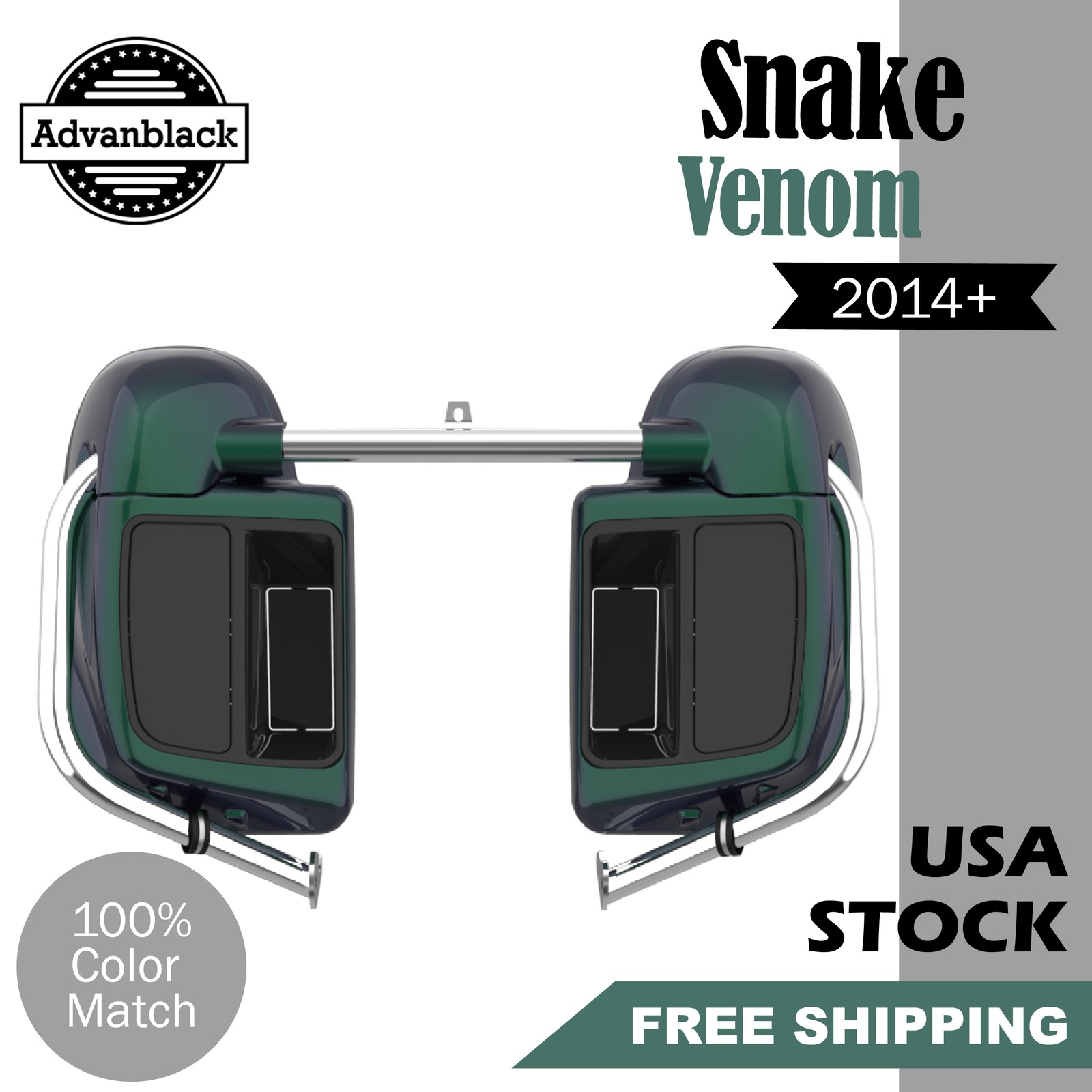 Advanblack Snake Venom Lower Vented Fairing Fits 2014+ Harley Davidson Touring