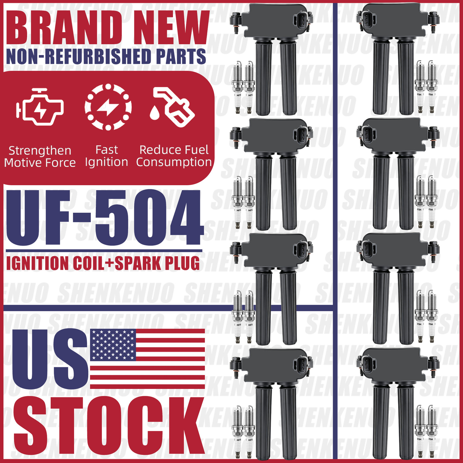 8 Ignition Coil & 16 Spark Plug for Dodge 300 2005‑2023 5.7L 6.1L 6.4L OE UF504