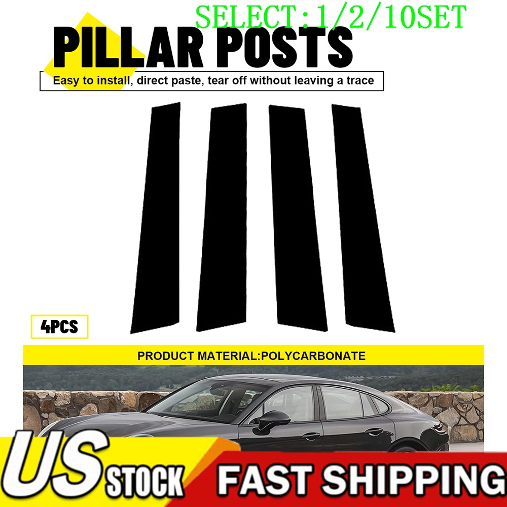 For Porsche Panamera 17-23 Black Door Window Trim Pillar Posts Cover Kit 1~10X