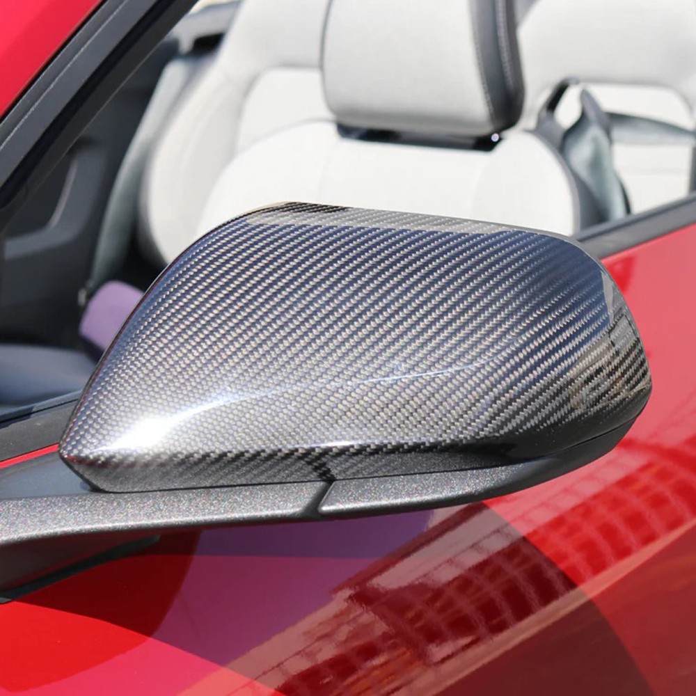 ACCELATEC Real Dry Carbon-Fiber Side Mirror Cover Pair Mustang 24-26 w/o Mirr...