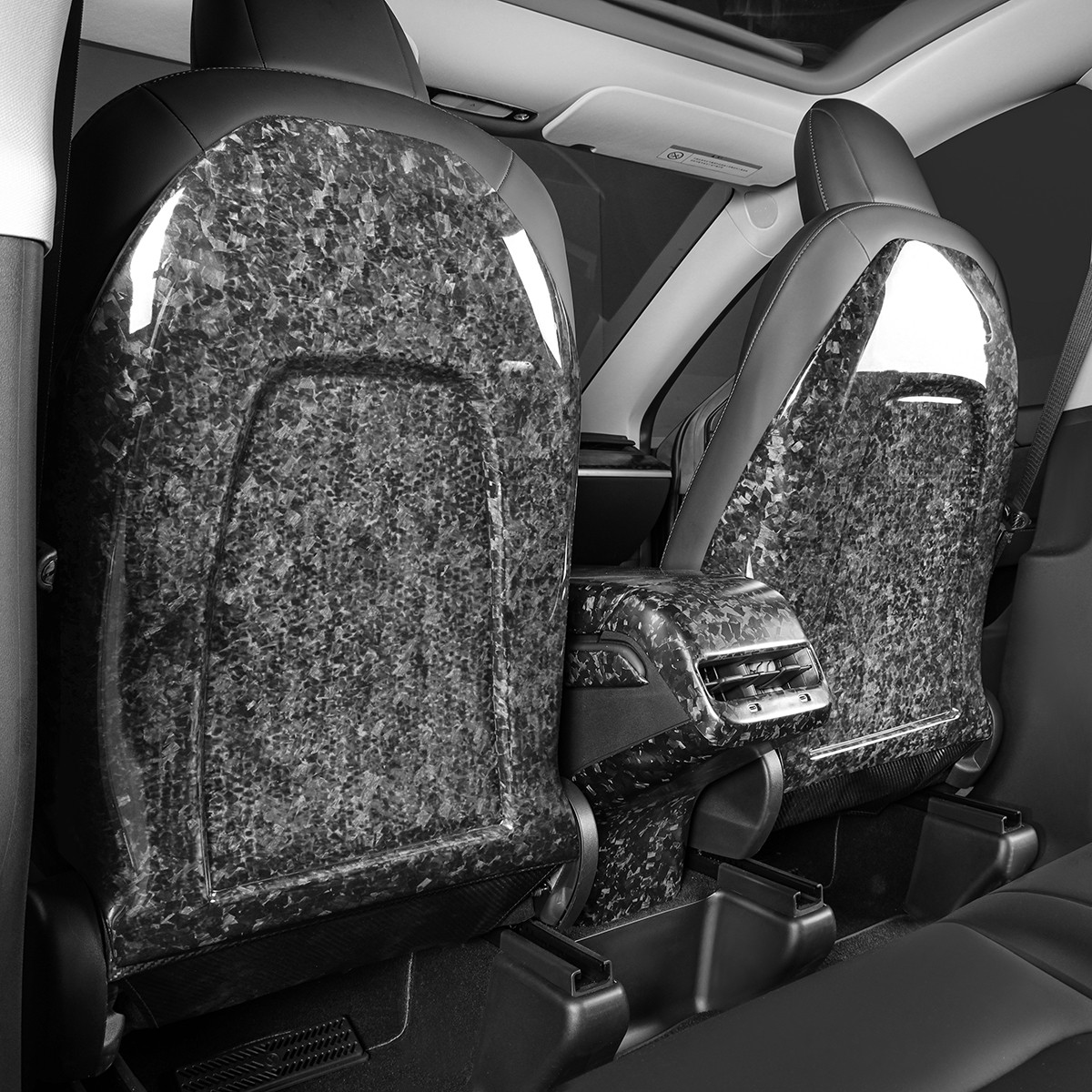 Fit 2017-2023 TESLA Model 3/Y Forged Carbon Seat Back Pair Glossy Black