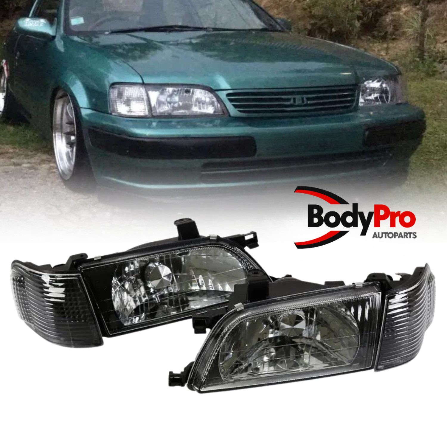 For 1995-1999 Toyota Tercel Headlight Clear Lens HeadLamp Black Set Left+Right