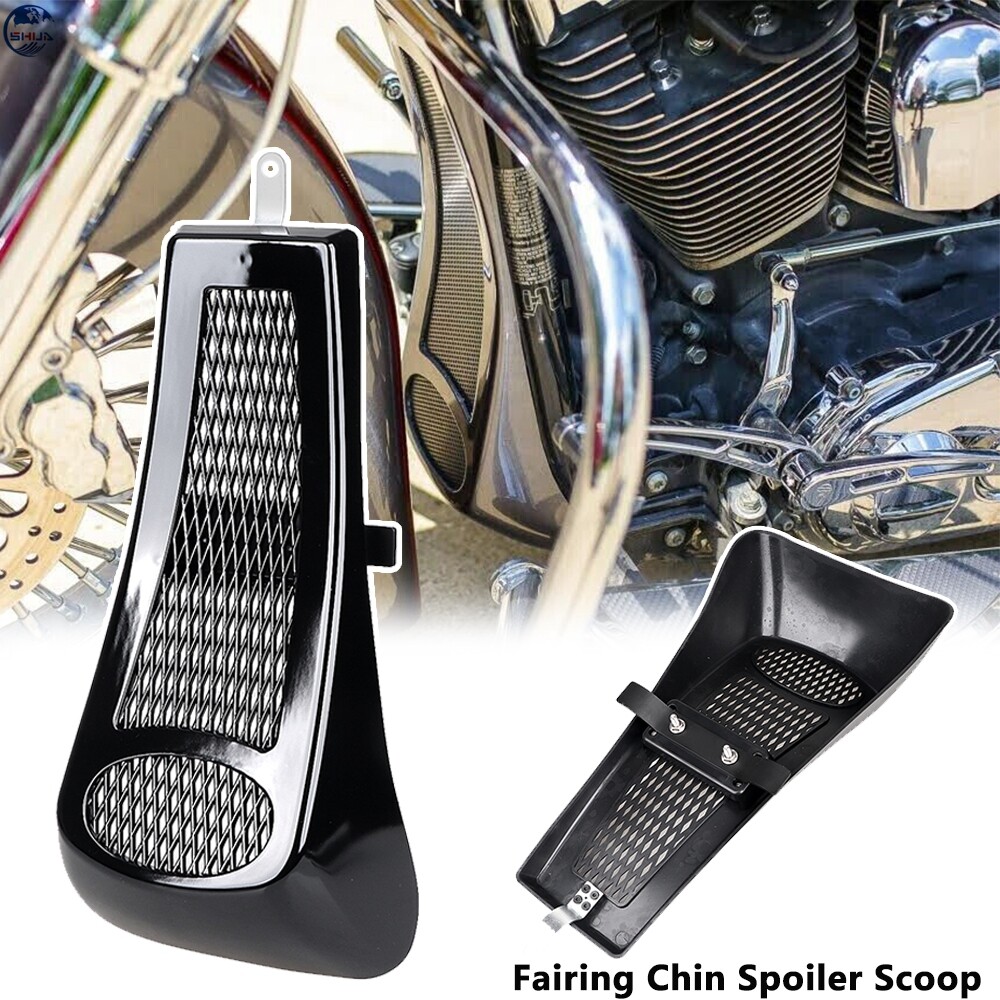 Vivid Black Front Fairing Chin Spoiler Scoop For Harley Softail FLSTN FXSTC FLS