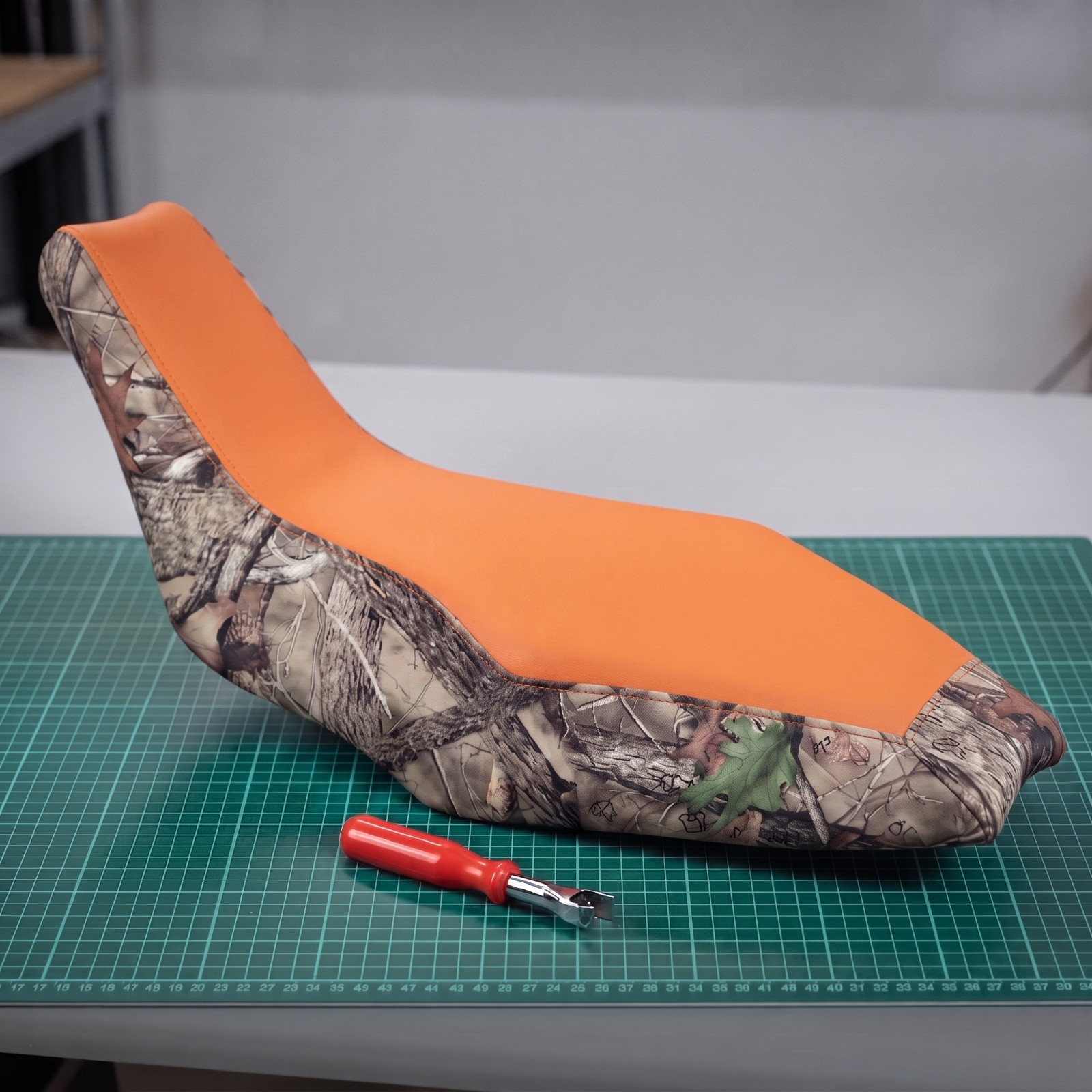 Polaris Outlaw 450 500 525 Seat Cover 2006 To 2008 Orange Camo Vinyl Seat Cover