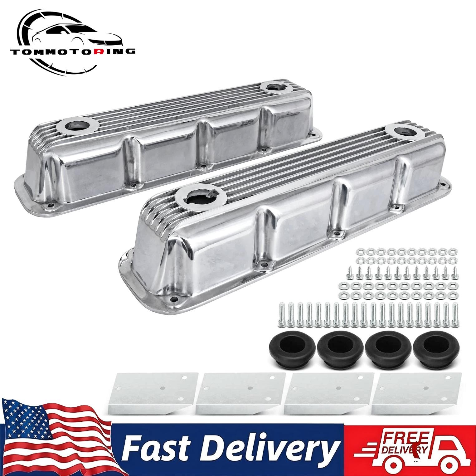 Polished Finned Alum Valve Cover for 1992Up Chrysler Dodge 5.2 5.9 Magnum V8 US
