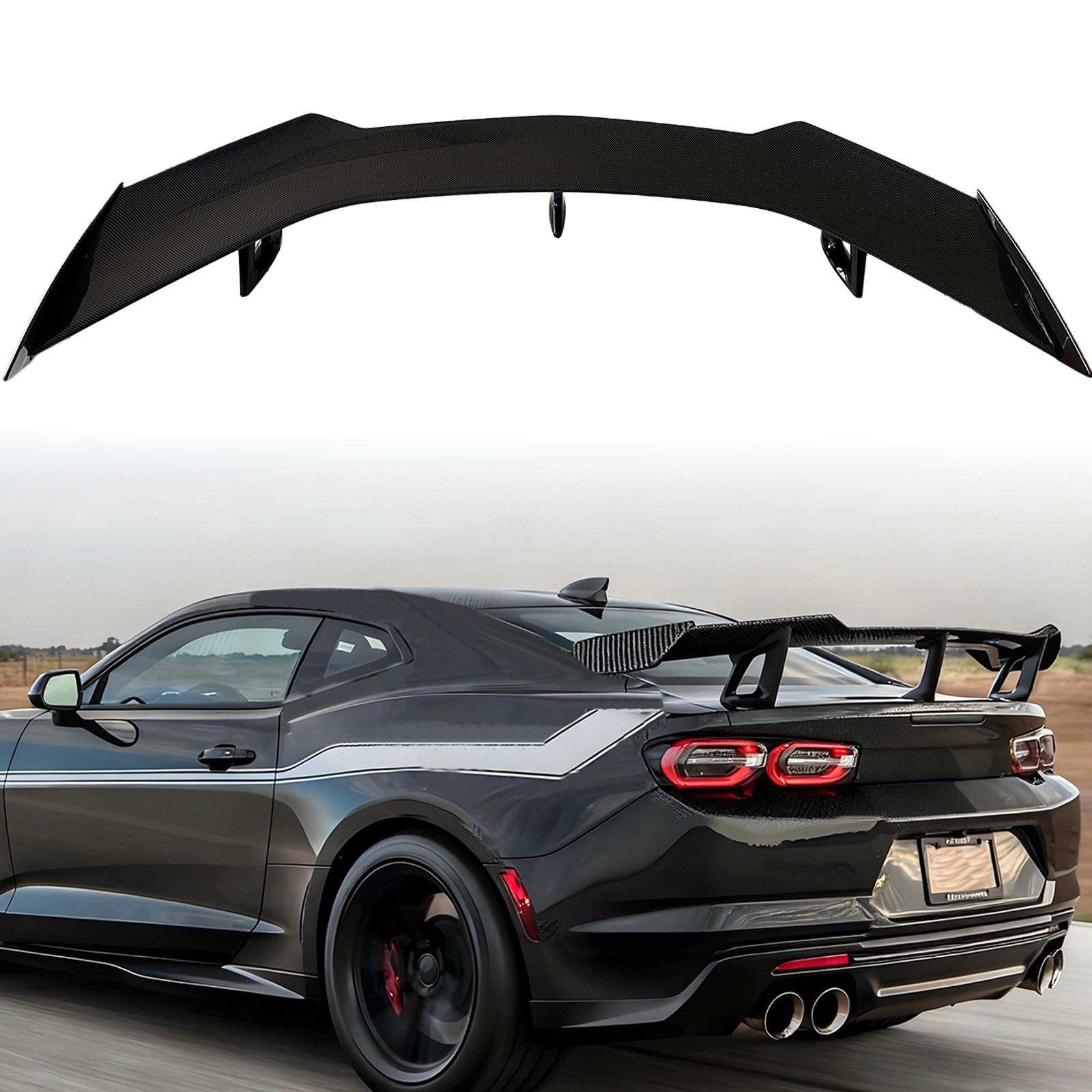 Rear Spoiler Trunk Wing for 16-24 Chevy Camaro ZL1 1LE Style Carbon Fiber Style Rear Spoiler Trunk Wing for 16-24 Chevy Camaro ZL1 1LE Style Carbon Fiber Style
