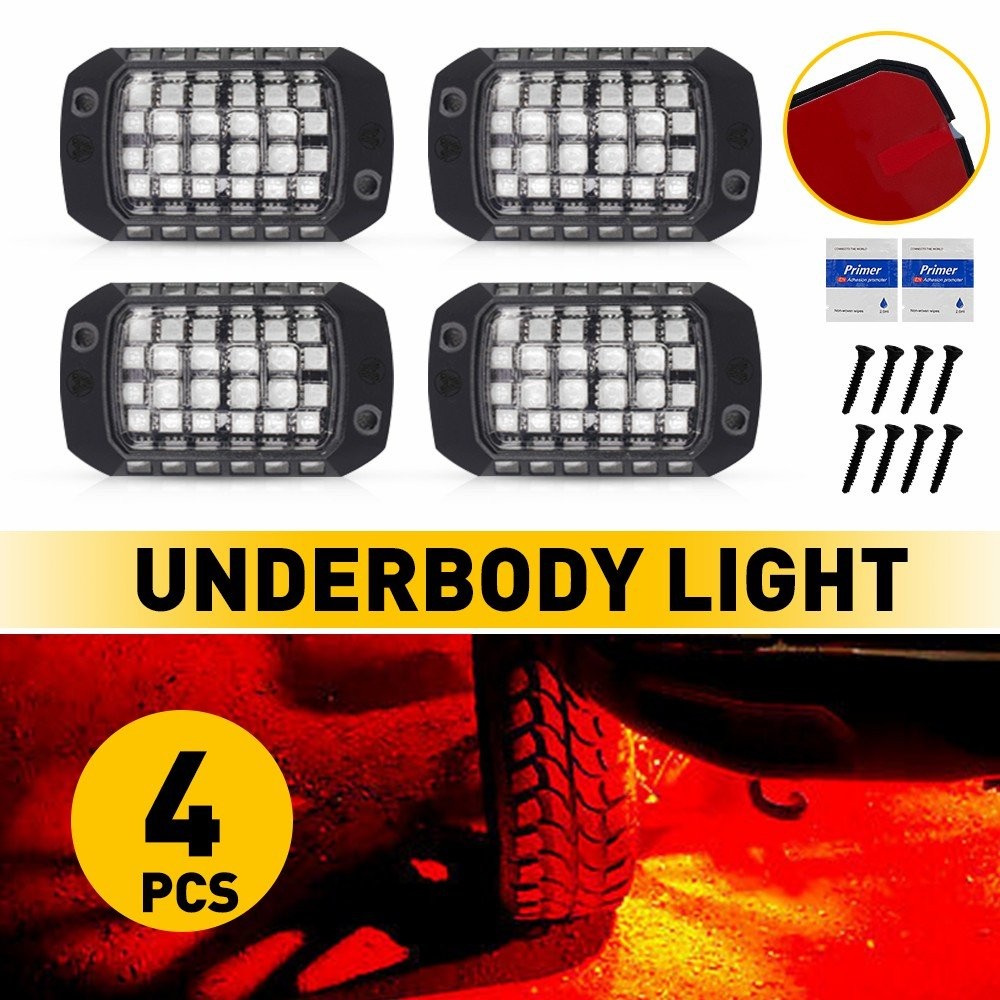 4-20X Red/White/Blue LED Rock Trail Light Underbody Rig Lamp Glow Offroad Pickup