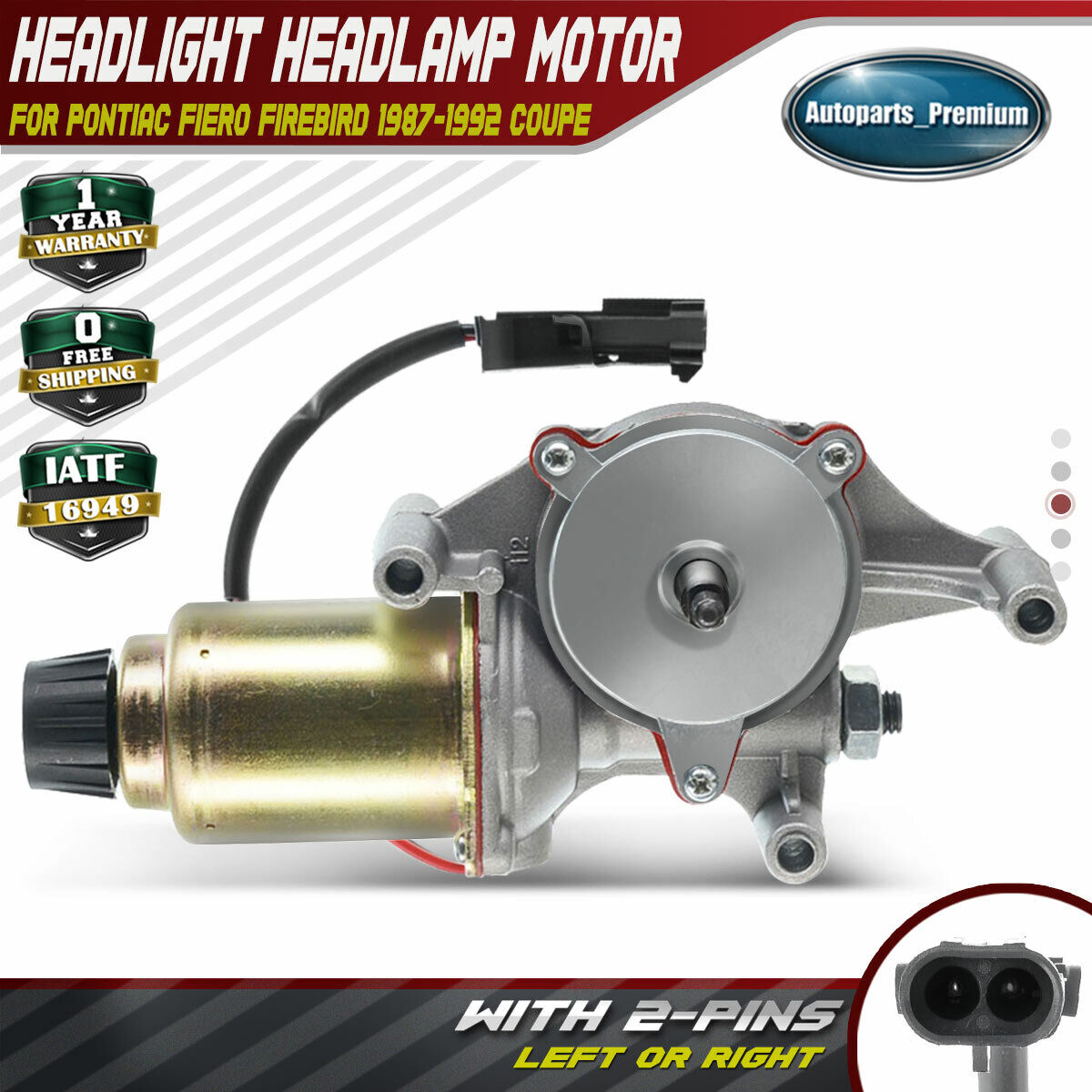 Headlight Headlamp Motor for Pontiac Firebird 1987-1992 Left Fiero 87-88 Right