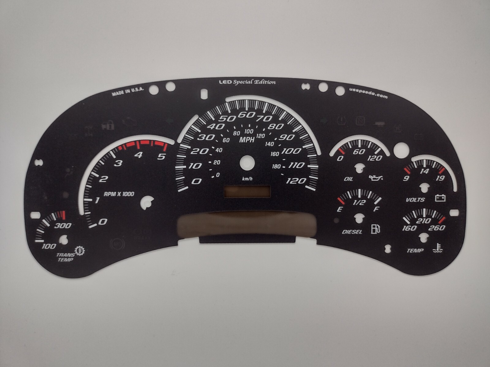 US Speedo Daytona Black Gauge Face Overlay 03 04 05 Duramax Diesel LED Edition