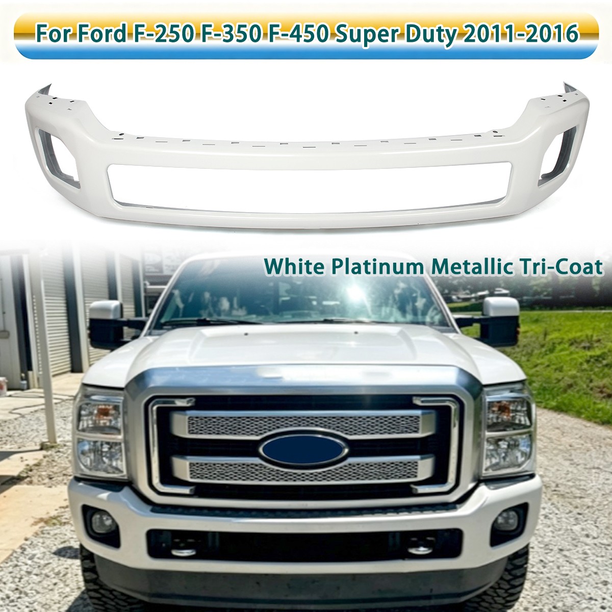 White Platinum Front Bumper Face Bar Cover For 2011-16 F250 F350 F450 Super Duty