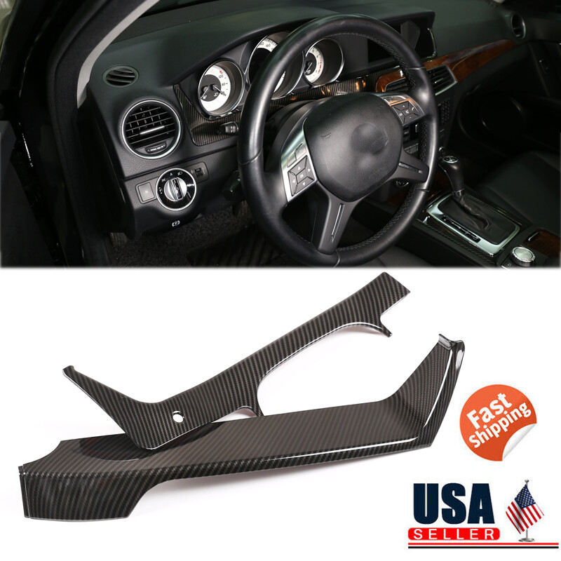For 11-13 Mercedes Benz C Class W204 Carbon Fiber Style Dashboard Display Cover