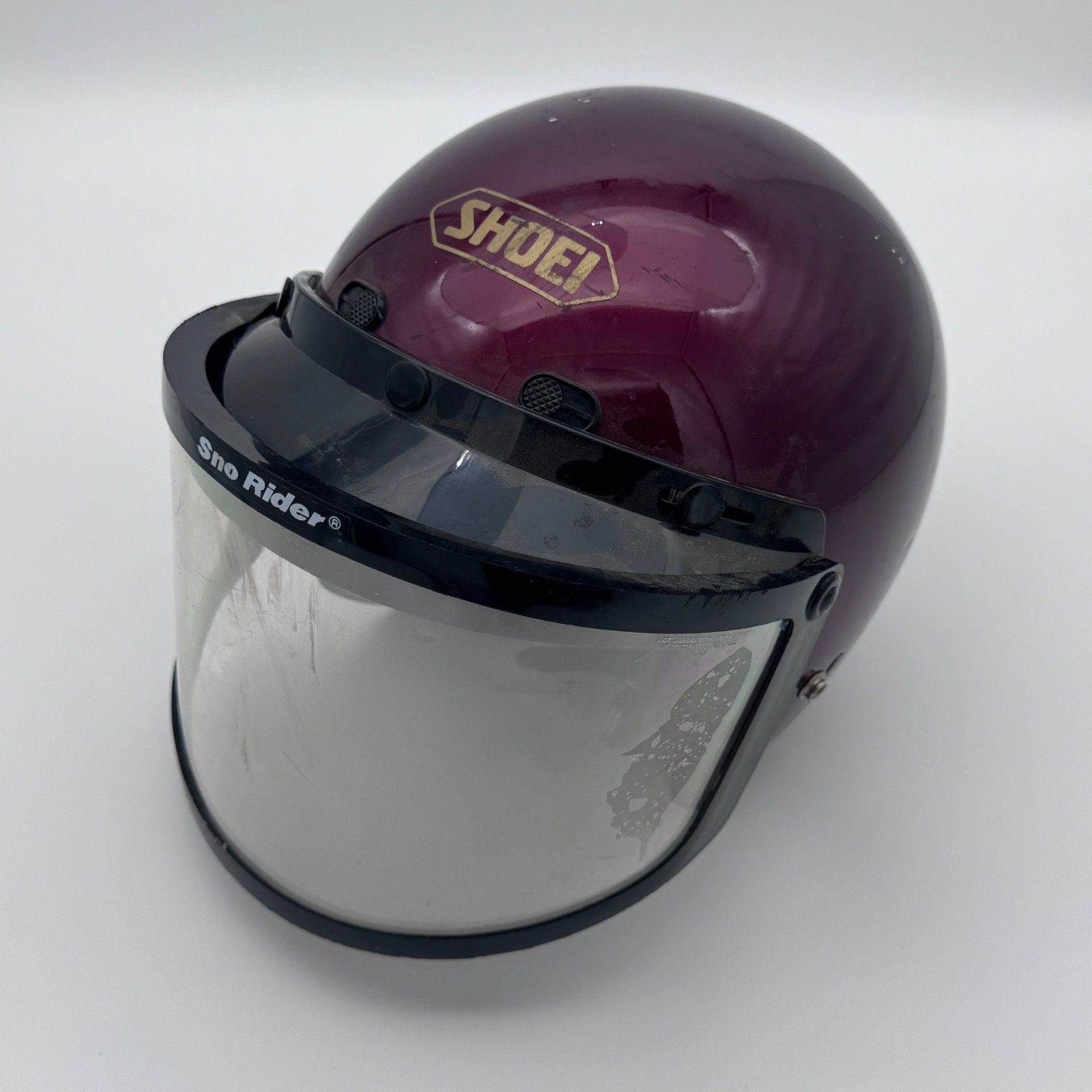Vintage SHOEI RJ-101V Motorcycle Helmet Red Open Face w/ Shield Visor Large