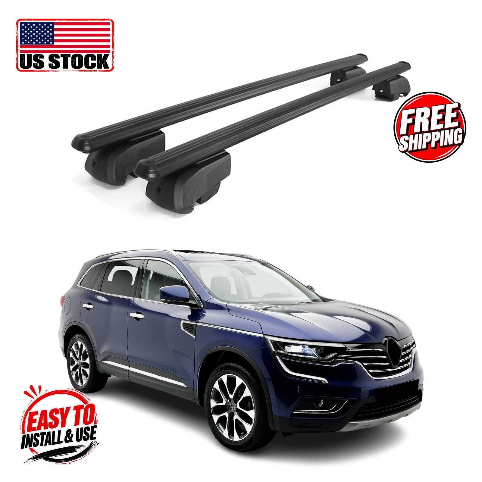 RENAULT KOLEOS II 2016-2024 Roof Racks Boldbar V2 Black 2Pcs