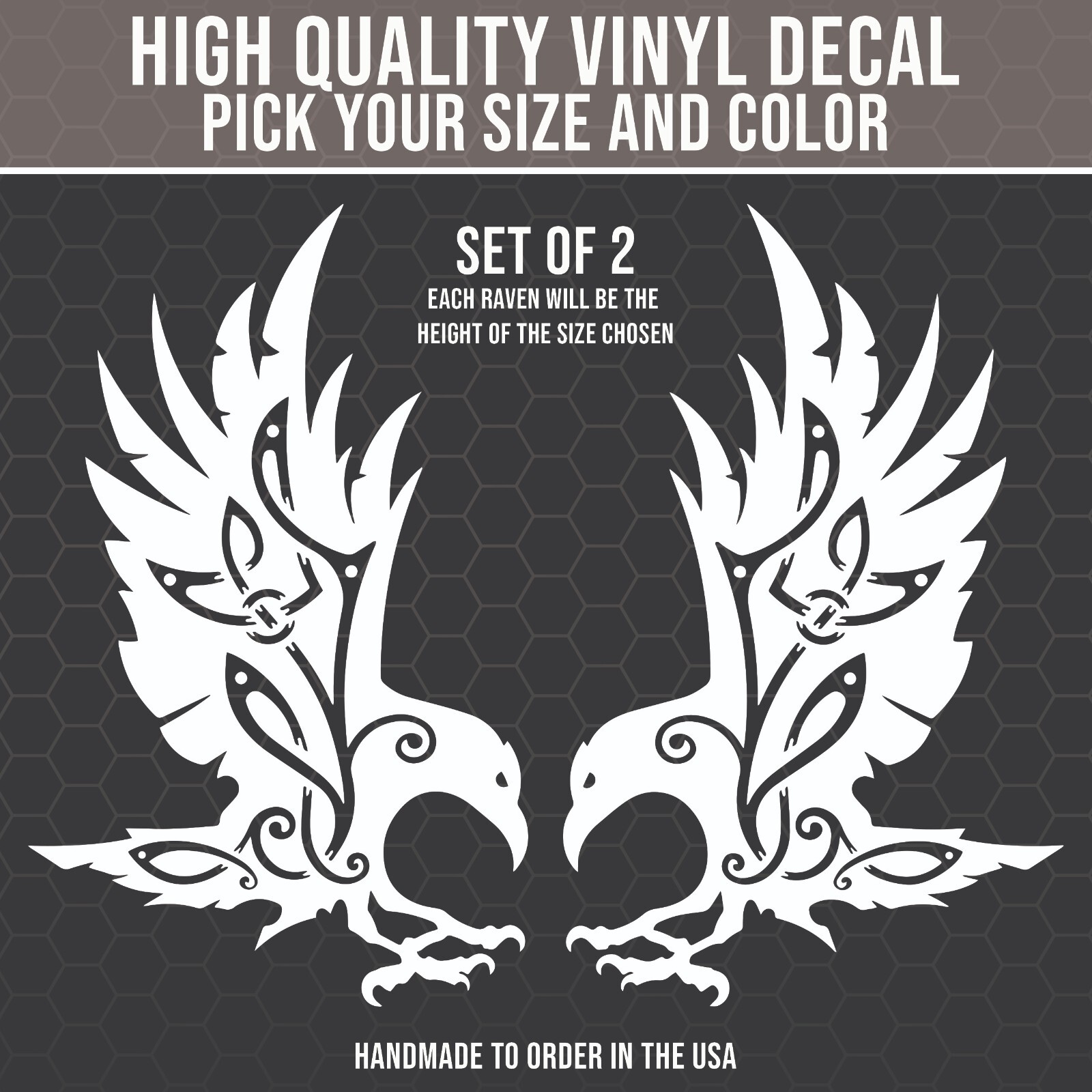 Norse Ravens Decal Set of 2, Viking Decal, Norse Decal, Celtic Decal, Odin