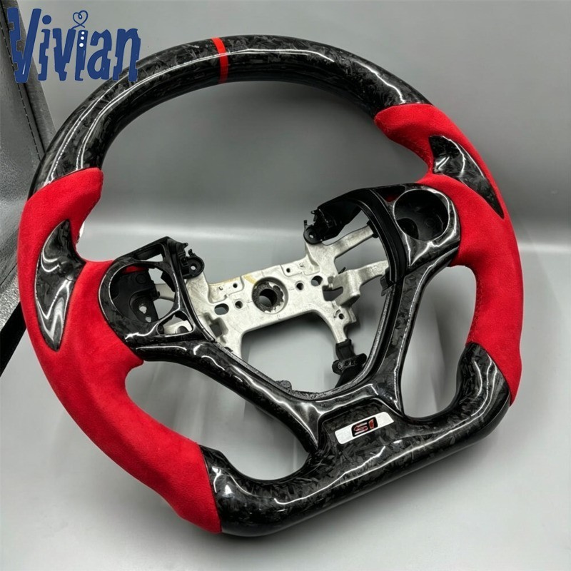 Custom Alcantara Forge Carbon Fiber Steering Wheel for Honda Civic 2012-2015