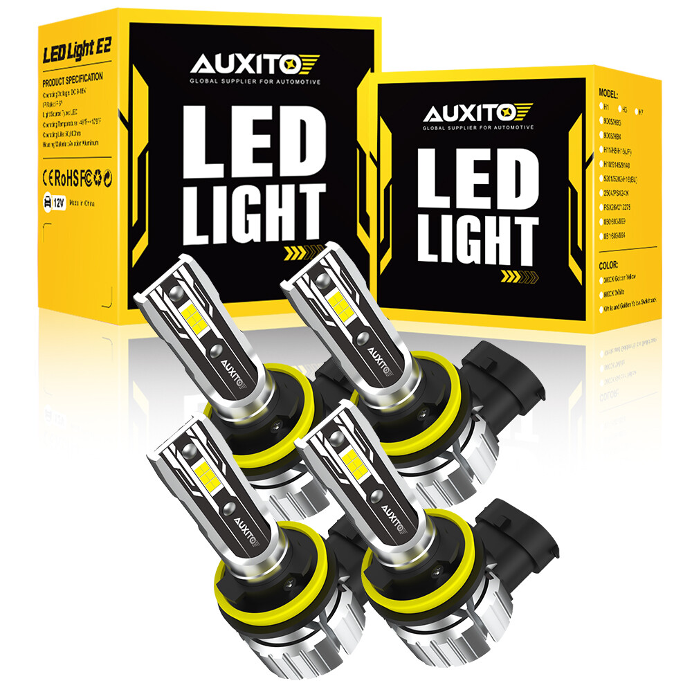 AUXITO 4*H11 LED Headlight Kit High Low Beam 500% Super Bright 6500K White Bulbs