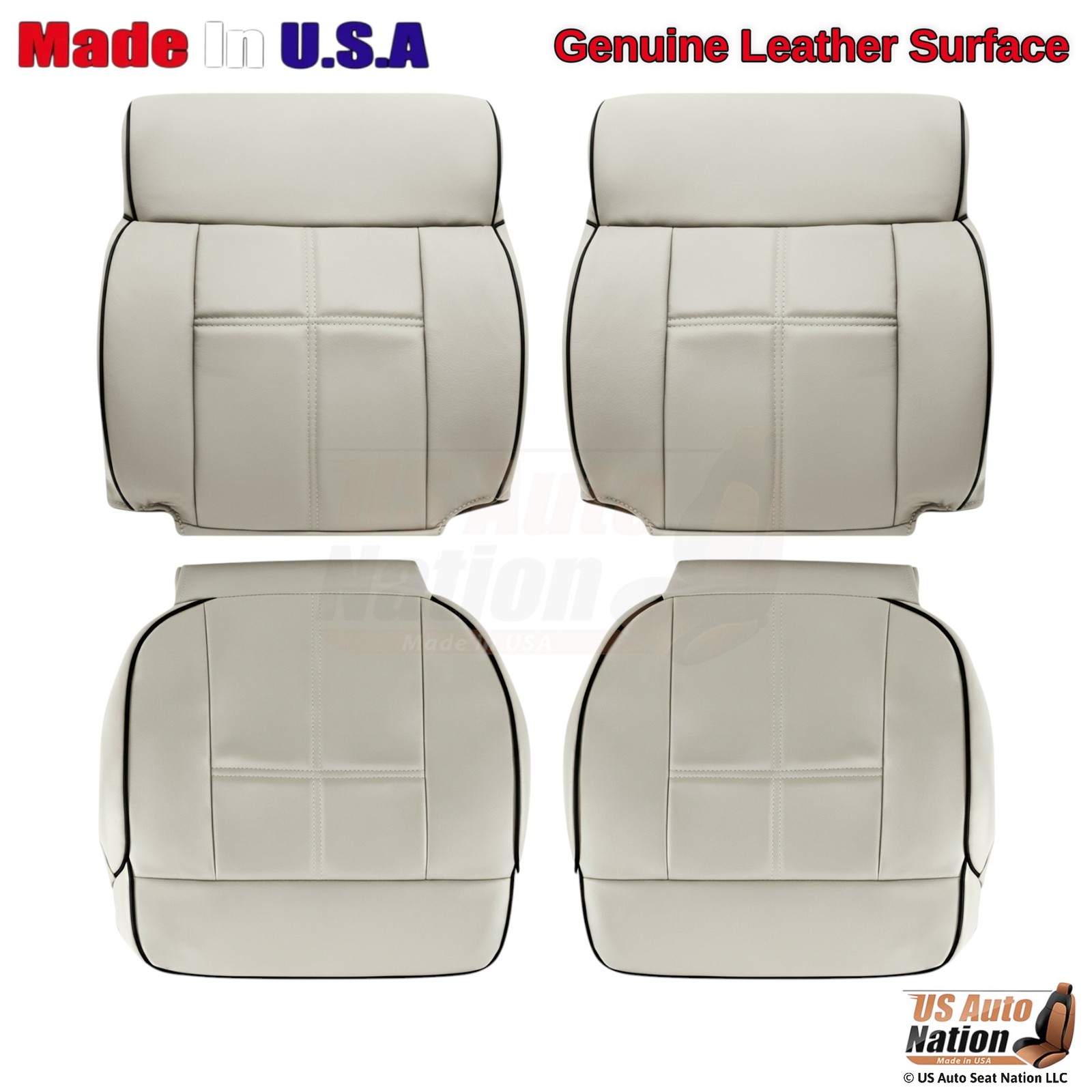 2006-2008 Fits Lincoln Mark LT Genuine Leather Front Seat Covers Parchment