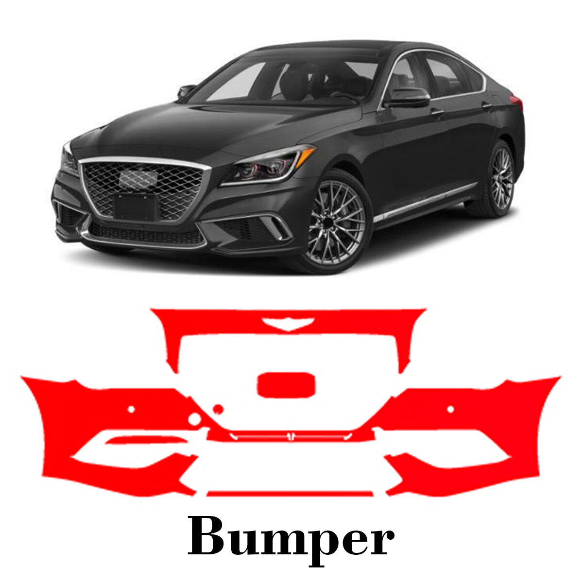 Front bumper PreCut PPF Paint Protection Film For Genesis G80 Sport 2018-2020