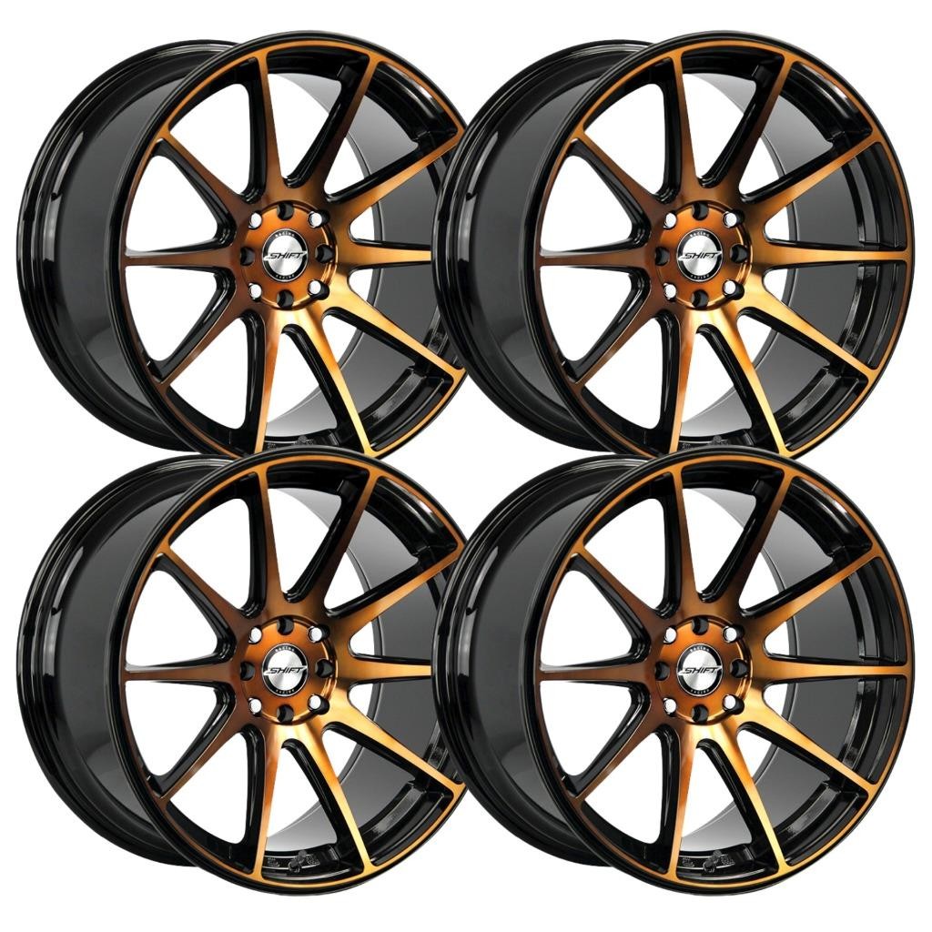(Set-4) Shift Gear 18x9 5X114.3/5x120 30MM Bronze Wheels Rims 18 Inch