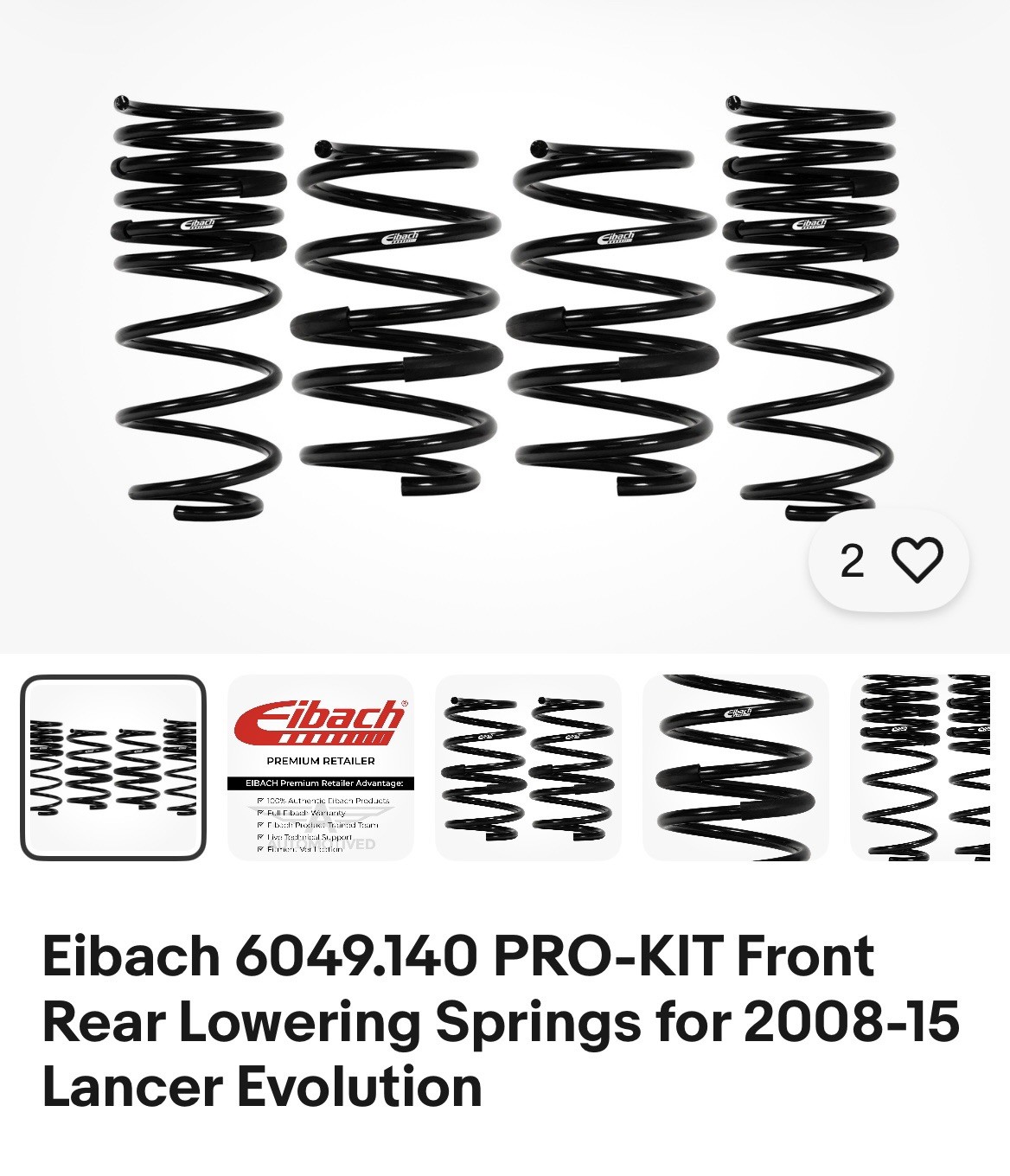 Eibach 6049.140 PRO-KIT Front Rear Lowering Springs for 2008-15 Lancer Evolution