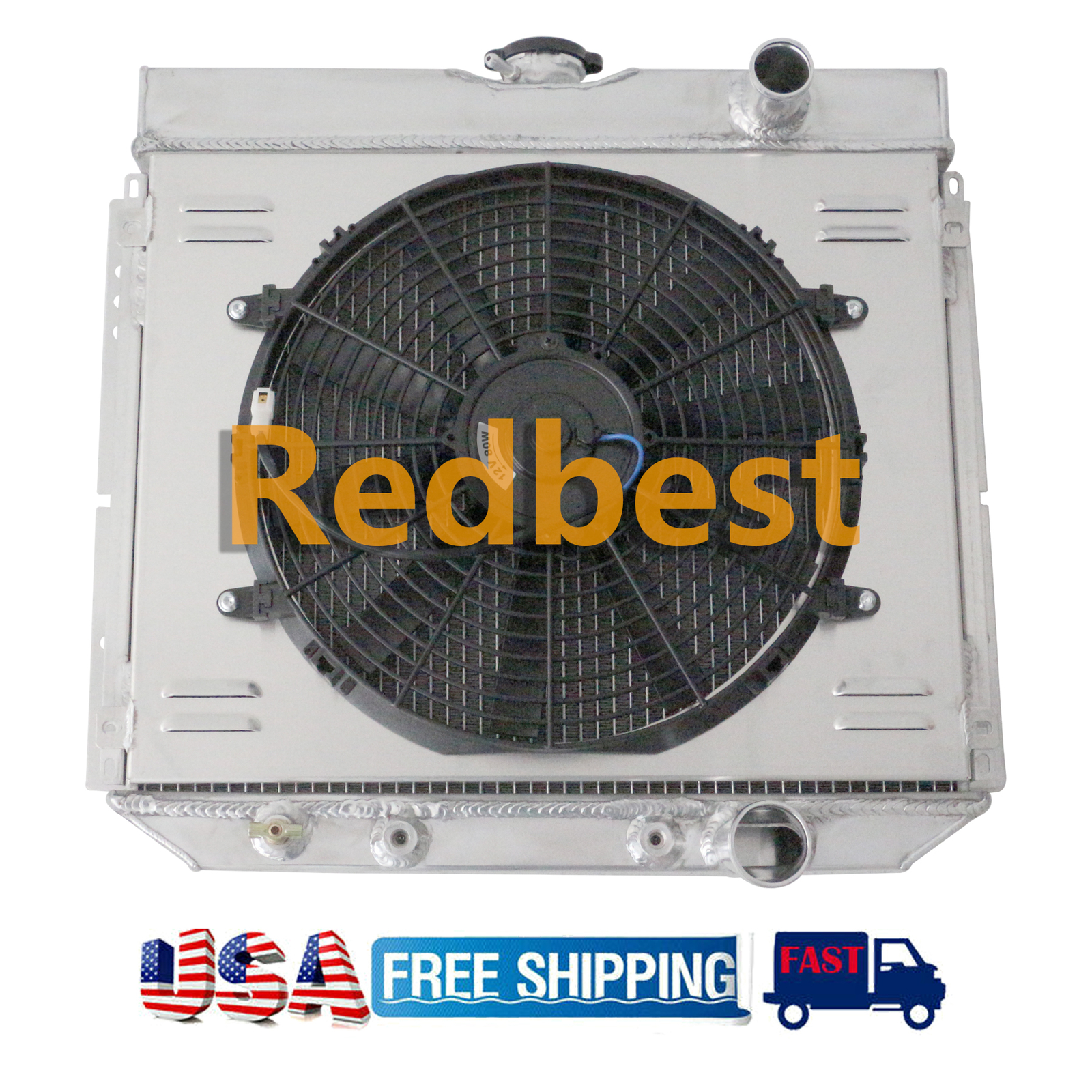Aluminum Radiator+Shroud+Fan 3-Row Fit Ford 67-69 Mustang 64-67 Galaxie 1968 LTD