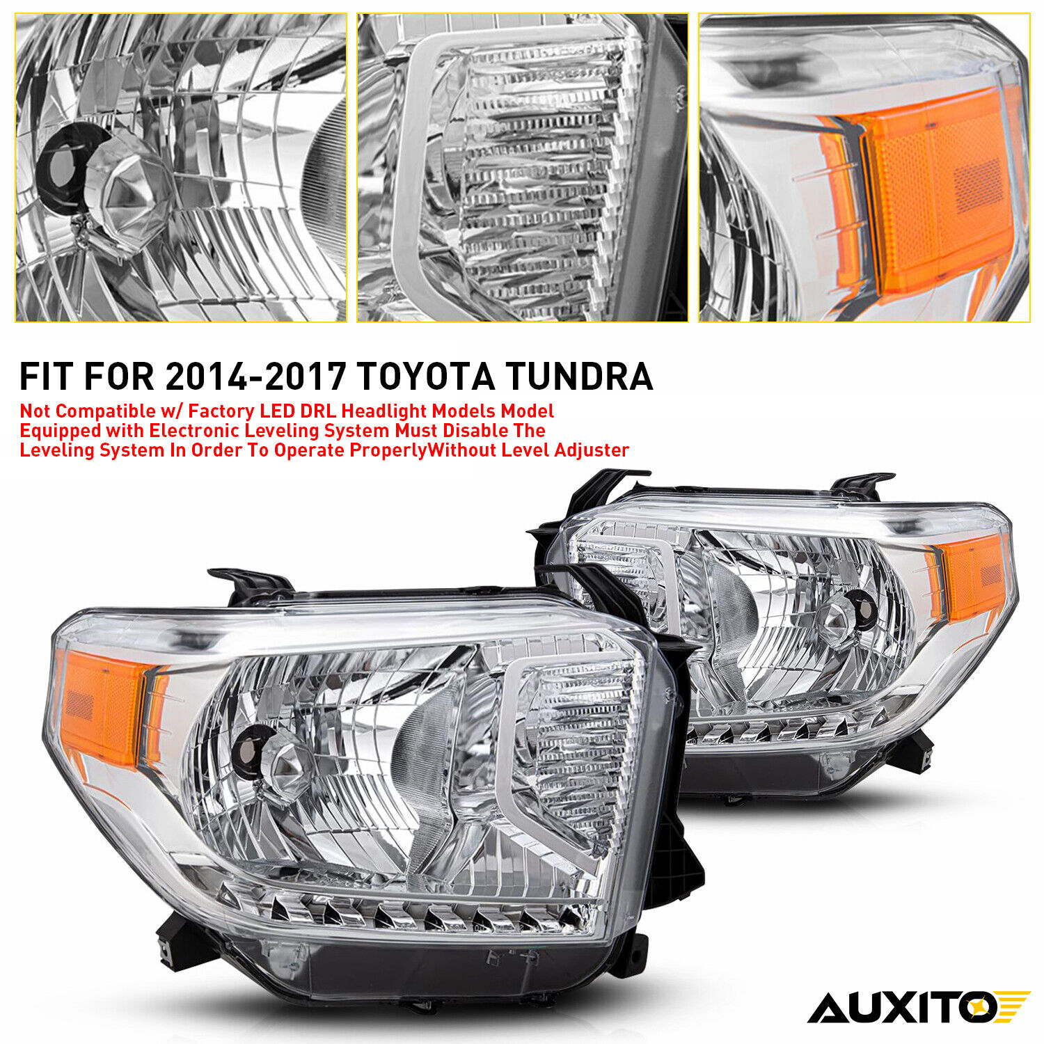 Headlight Set For 2014-2017 Toyota Tundra Left and Right With Level Adjuster EOA