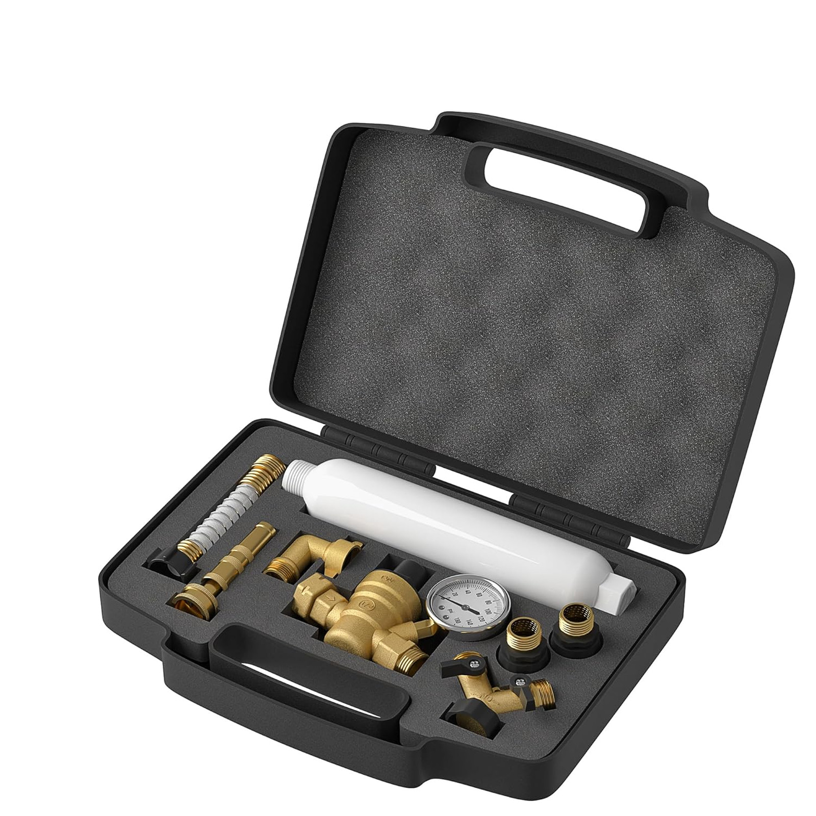 RV Fresh Water Kit with Water Pressure Regulator and Filter, Hose Splitter Brass RV Fresh Water Kit with Water Pressure Regulator and Filter, Hose Splitter Brass