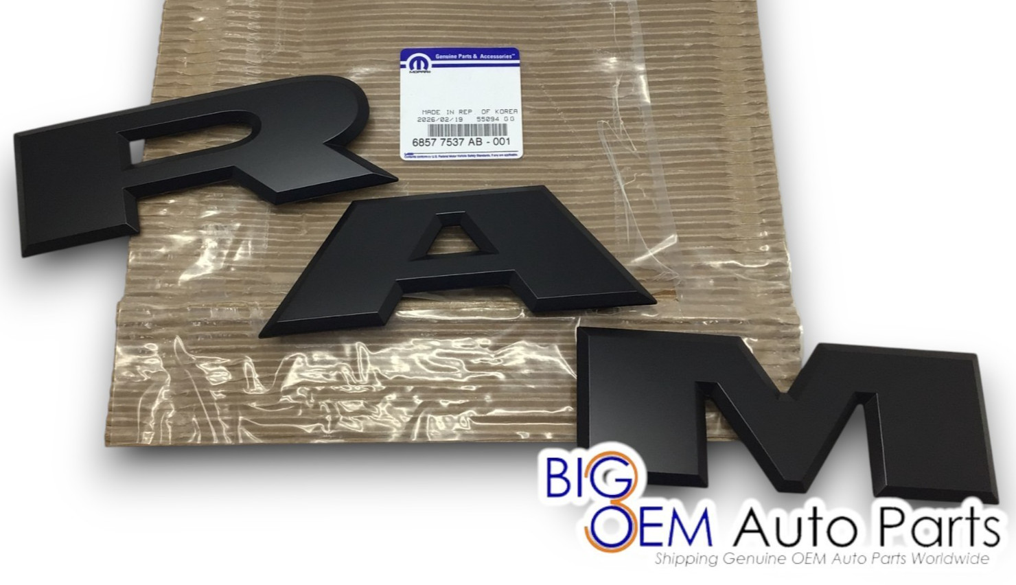 New Mopar OEM 68577537AB 25-26 RAM 1500 Grille Black RAM Nameplate Emblem