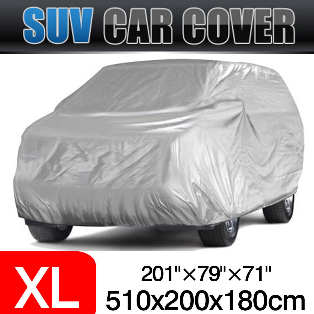Silver Full SUV Car Cover Outdoor Sun UV Protection Snow Dust Resistant XL Size
