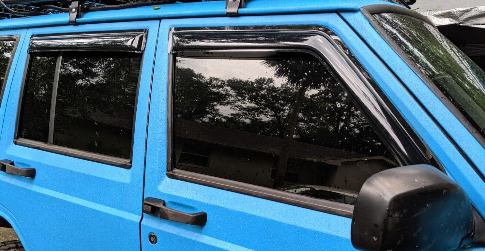 AVS Smoke Tape-on Rain Guards Set Vent Visors for 84-01 Jeep Cherokee XJ 4 Door
