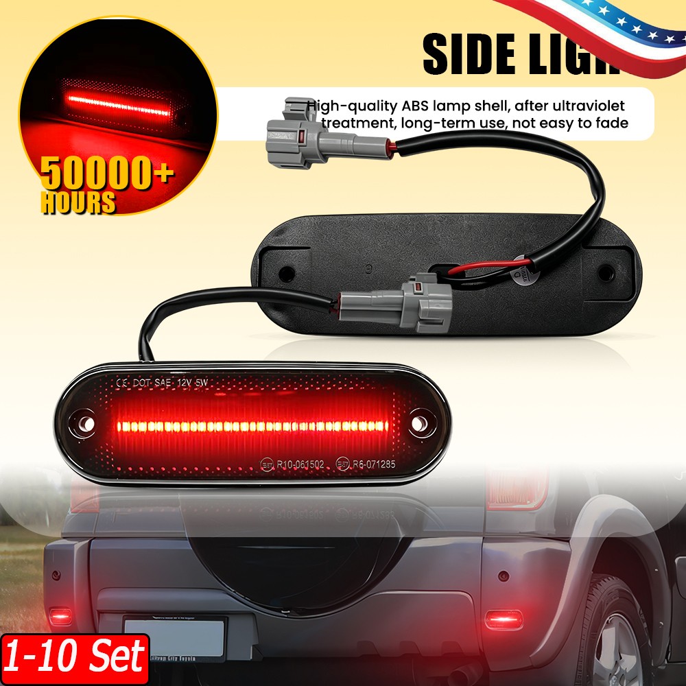 1-10 Set Smoked LED Solid Red Side Marker Light Lamp For Toyota RAV4 96 97-2000