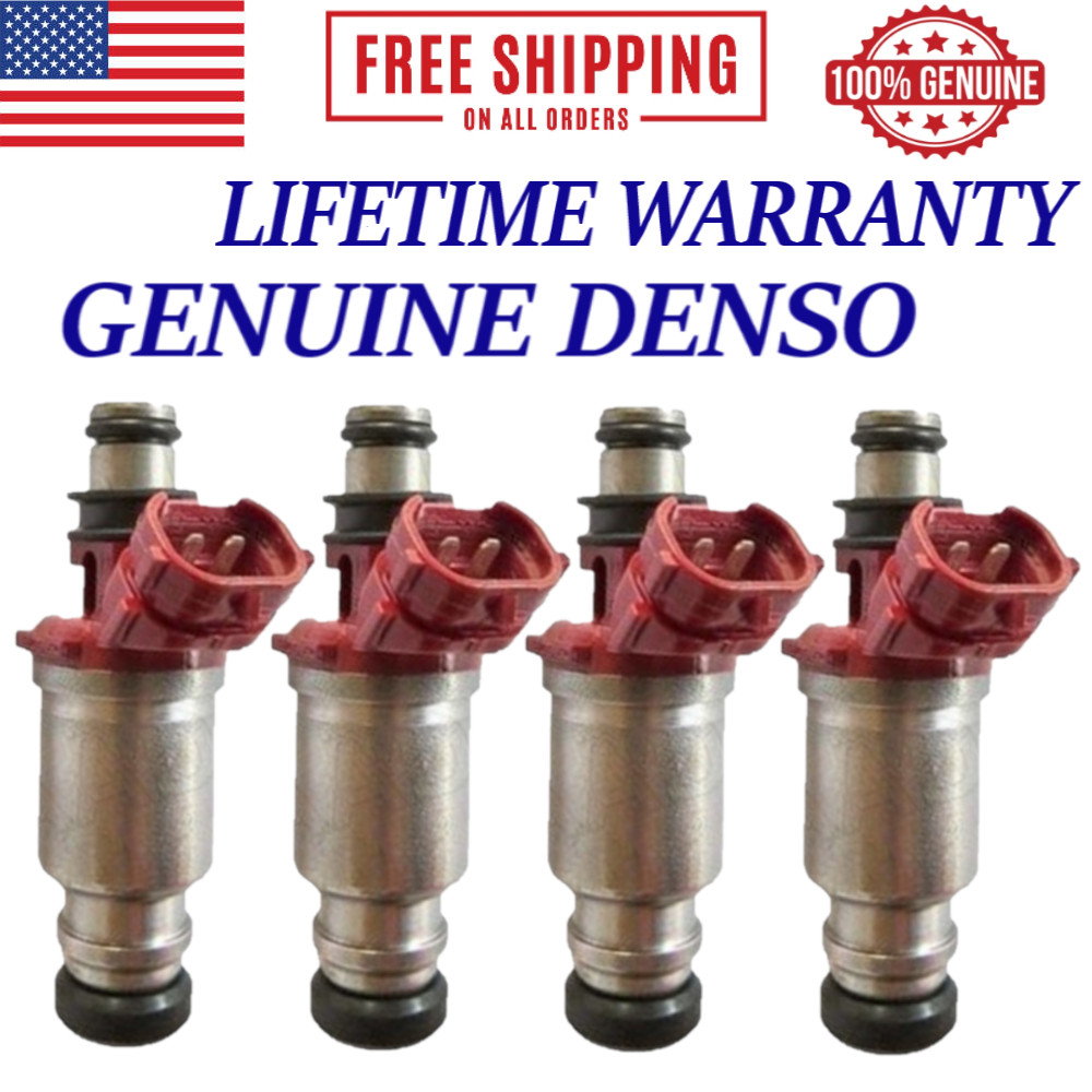 NEW GENUINE DENSO 4 Pieces Fuel Injectors For 1989-1992 Toyota Corolla 1.6L I4