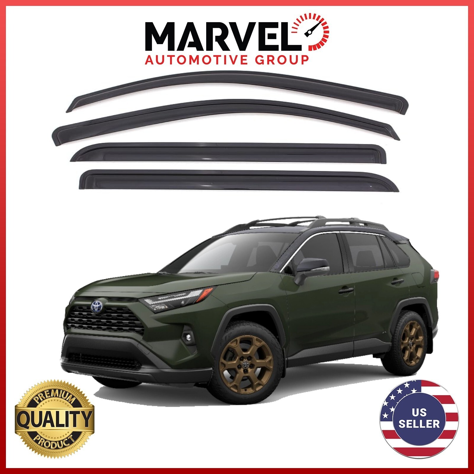 Out-Channel Window Sun Vent Visor Rain Guard Deflector for Toyota RAV4 2019-2024