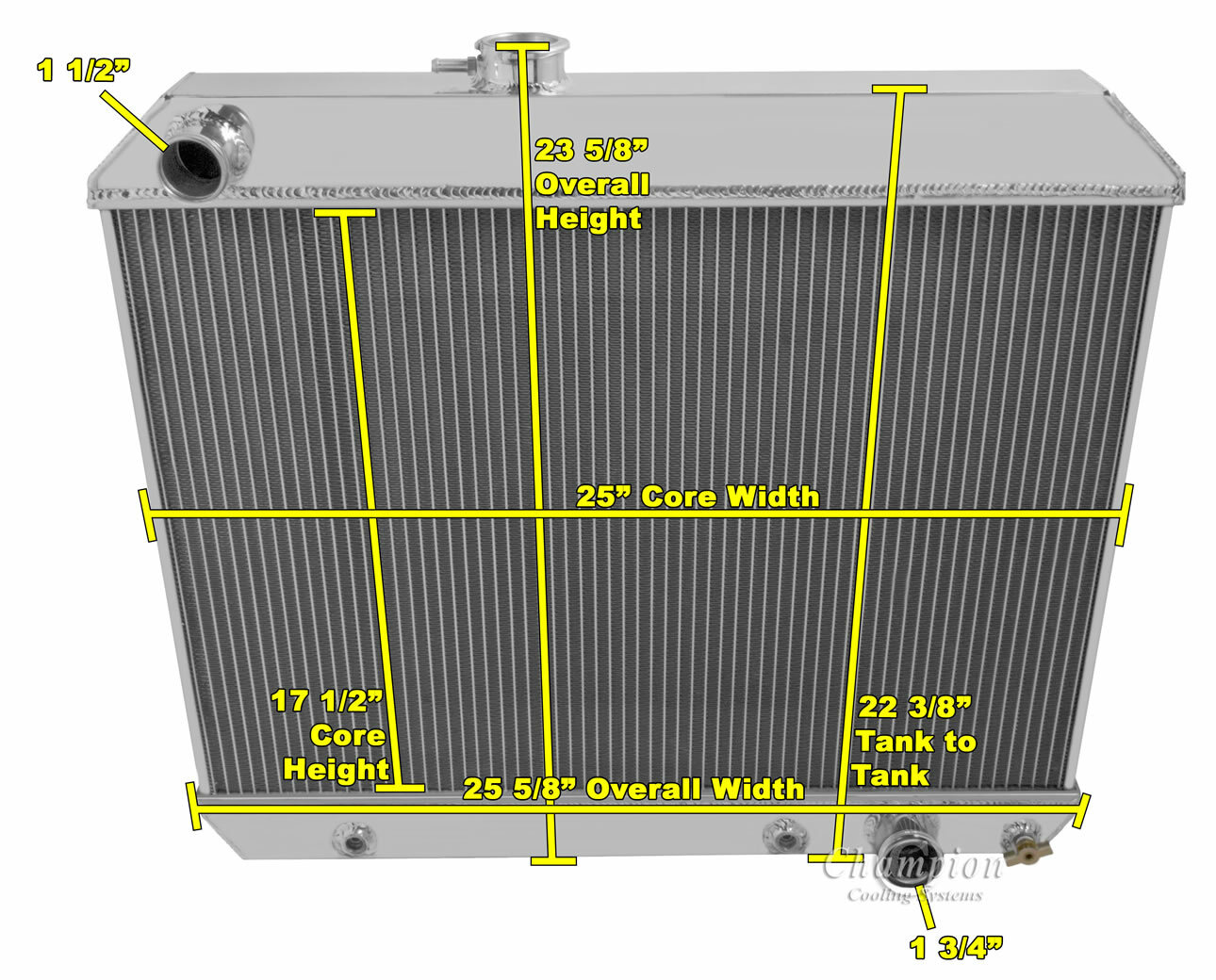 64 65 Pontiac GTO Champion 3 Row Alum Radiator CC1678 64 65 Pontiac GTO Champion 3 Row Alum Radiator CC1678