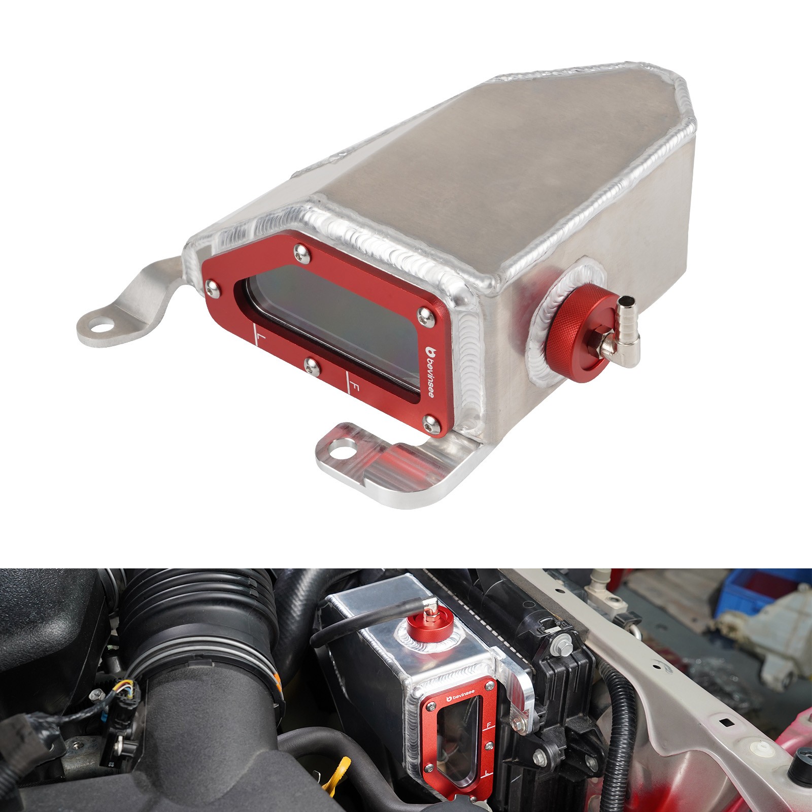 BEVINSEE Aluminium Coolant Recovery Tank with Cap For Toyota 4Runner 2010-2024