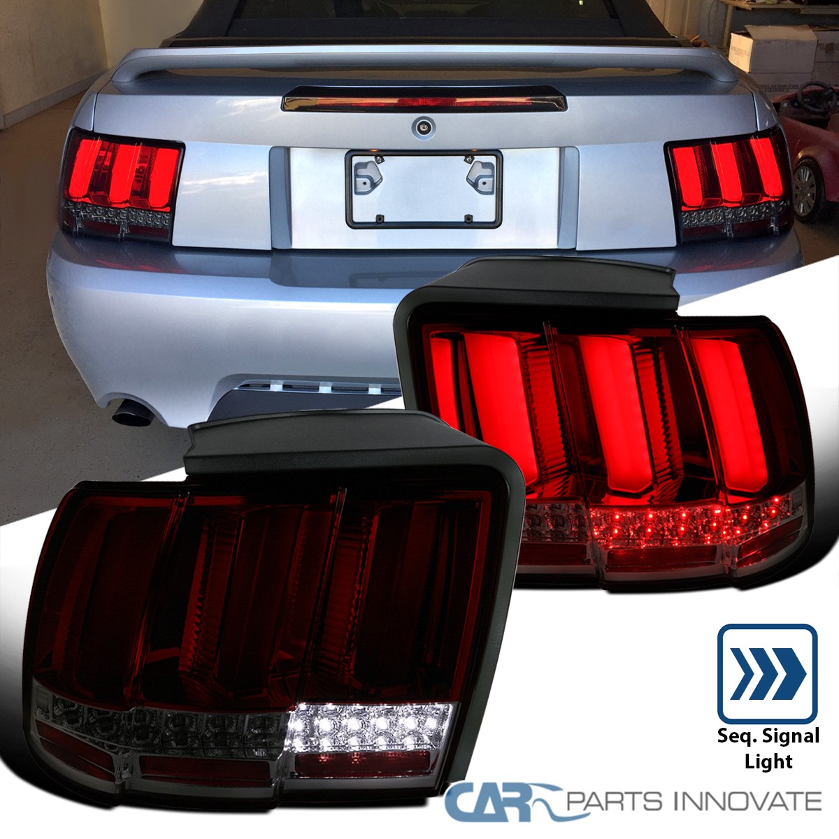 Fits 99-04 Ford Mustang Red Smoke LED Sequential Turn Signal Tail Brake Lights