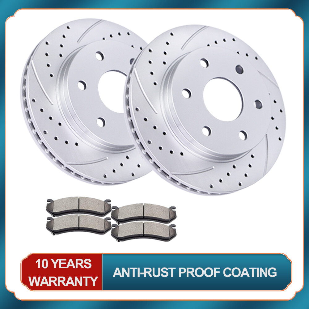 For Silverado Sierra Savana Yukon XL 1500 Tahoe Front Drilled Rotors Brakes Pads