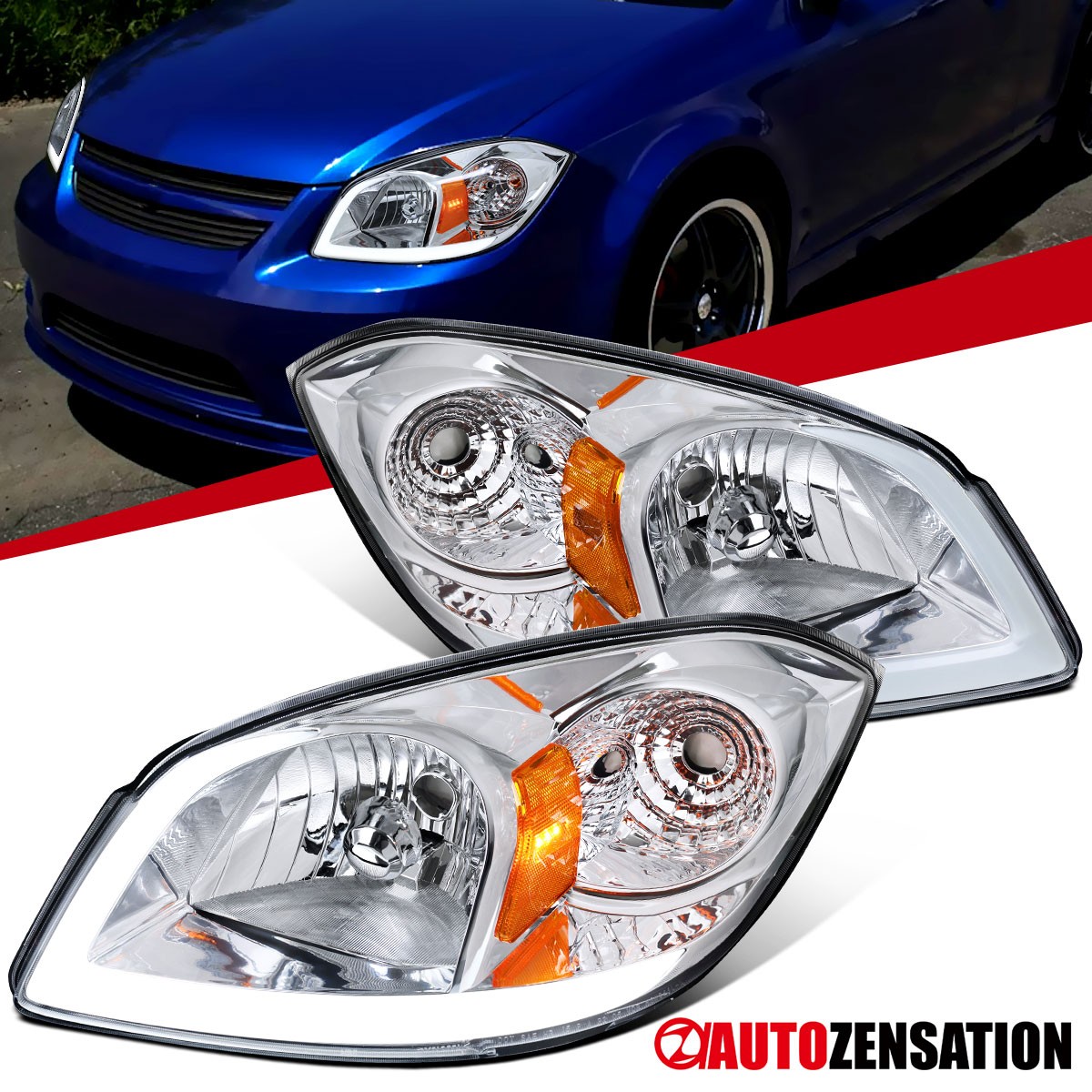 Fit 2005-2010 Cobalt 2007-2009 Pontiac G5 LED Tube Headlights Lamps Left+Right Fit 2005-2010 Cobalt 2007-2009 Pontiac G5 LED Tube Headlights Lamps Left+Right