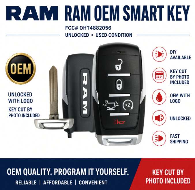 OEM Unlocked RAM 1500 19-24 OHT-4882056 + Key Cut