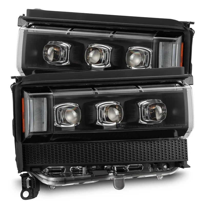 For 24-27 Toyota Land Cruiser Alpharex NOVA Black LED Projector Headlights Lamps