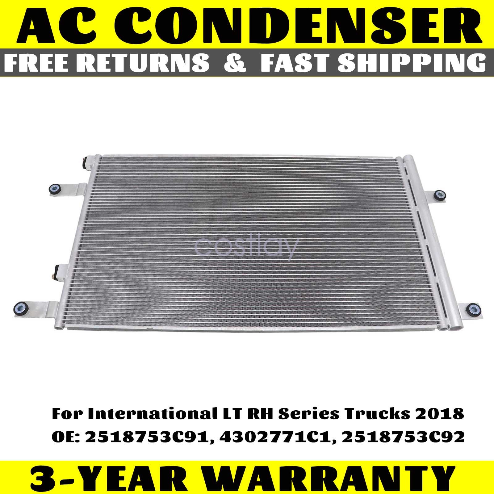 A/C Condenser with Receiver Drier for International LT RH Series Trucks 2018