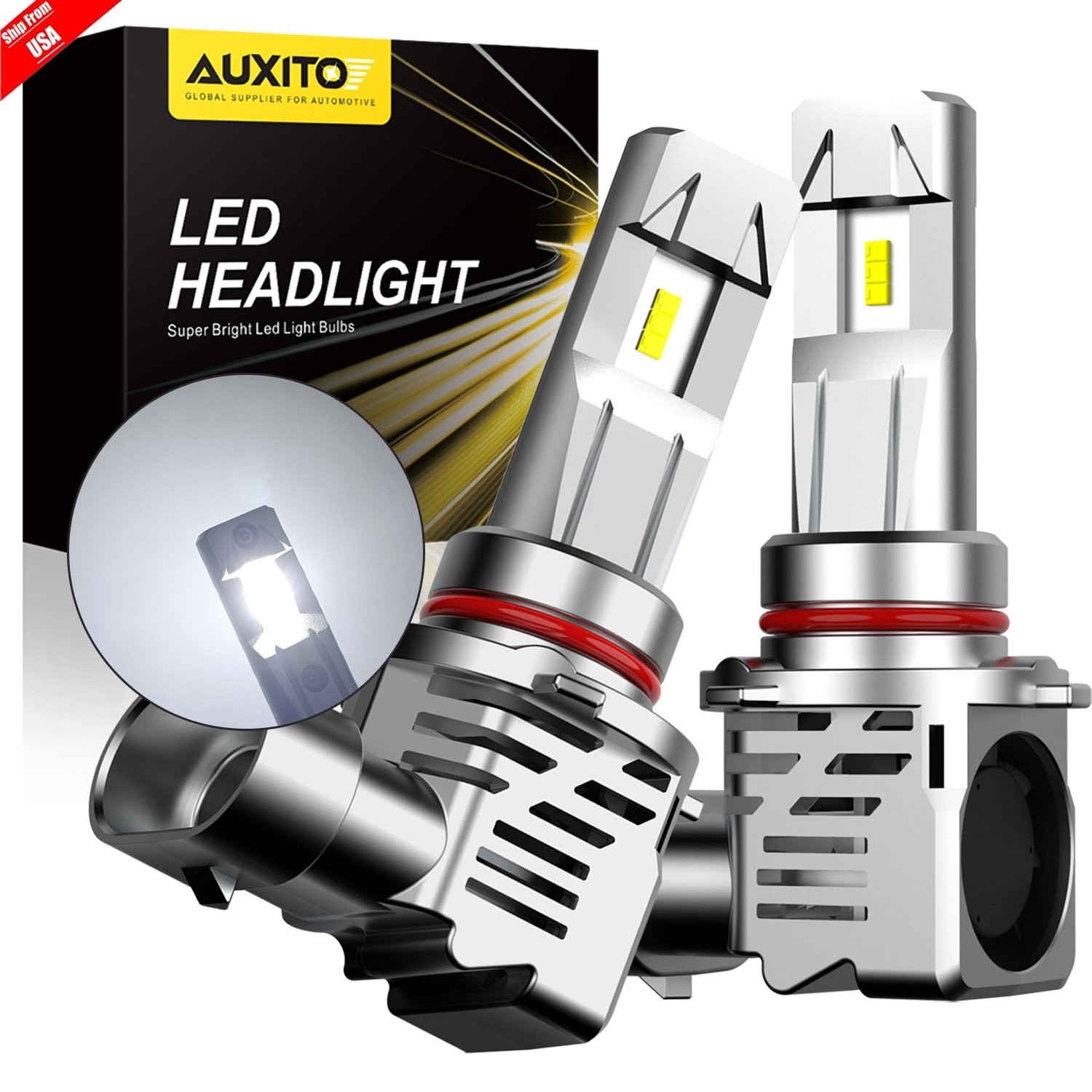 Pair AUXITO 9005 HB3 LED High Beam Headlight White 6500K 200W 24000LM Bulbs Kit