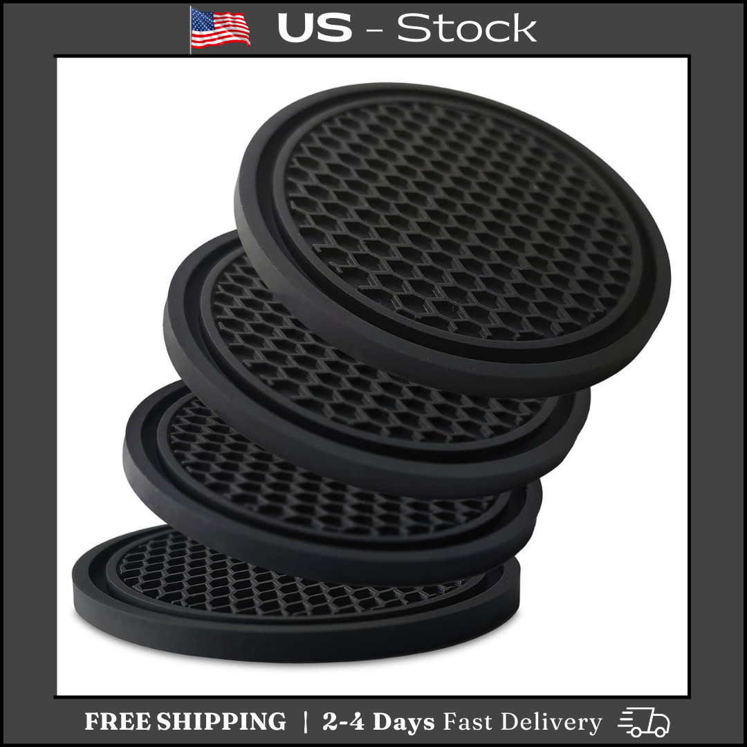 Car Cup Holder Coaster 4 Pack - Non Slip & Shockproof,Flexible PVC Rubber Insert Car Cup Holder Coaster 4 Pack - Non Slip & Shockproof,Flexible PVC Rubber Insert