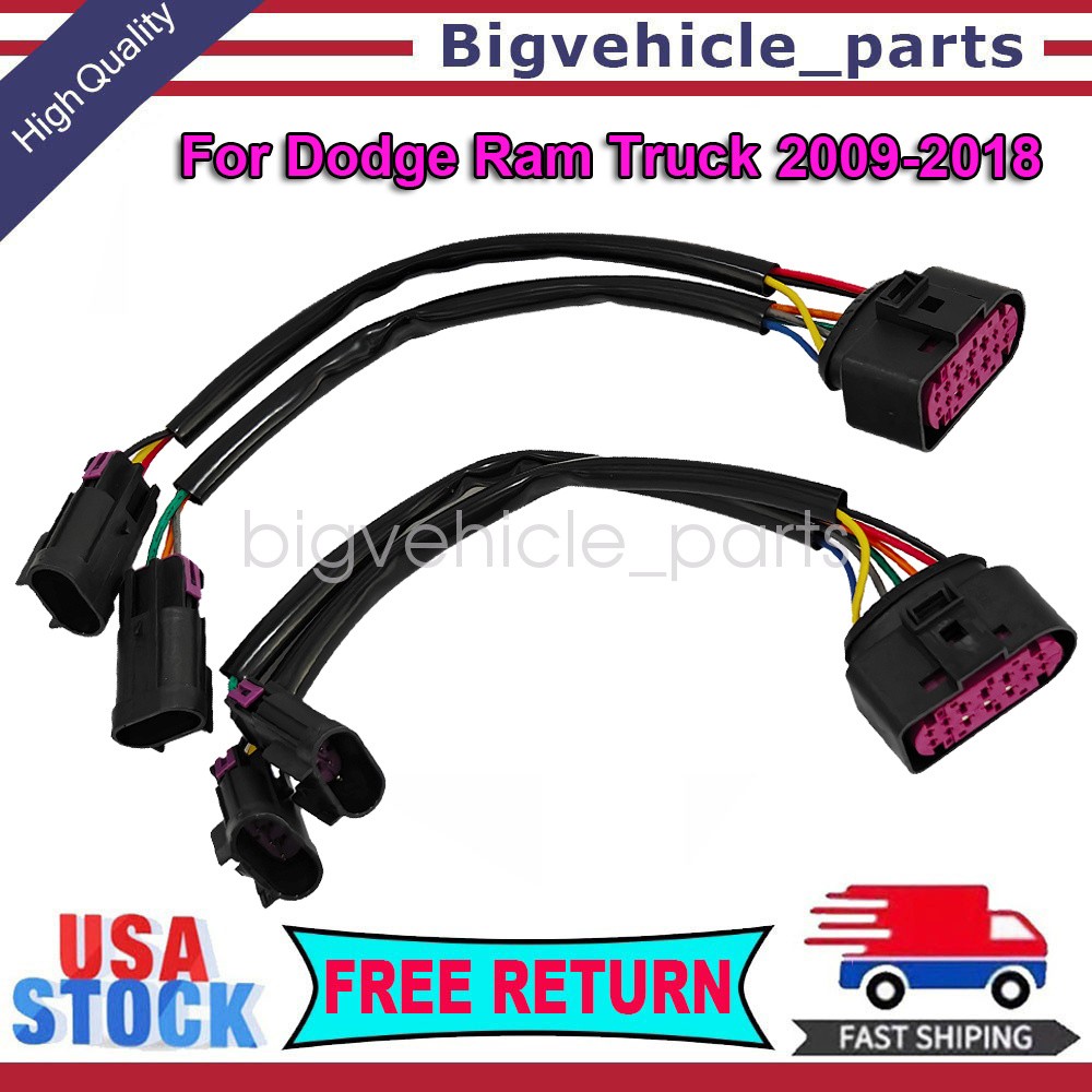 For 09-18 Dodge Ram Conversion Harnesses Quad Housing To Projector Headlight 2PC