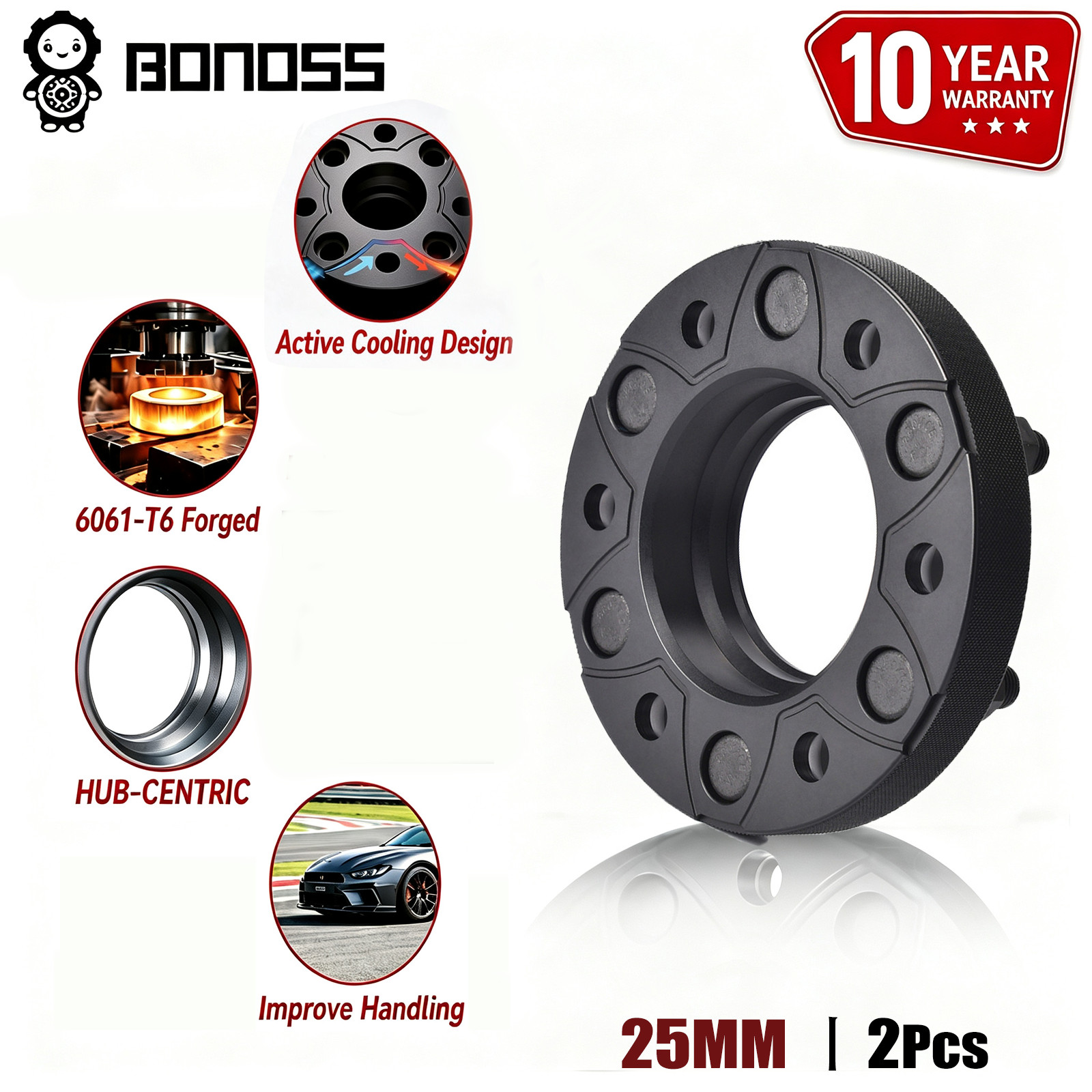 4X 6x5.5 Hub centric Wheel Spacers 25mm BONOSS For 2013-2026 Ford Ranger Bronco