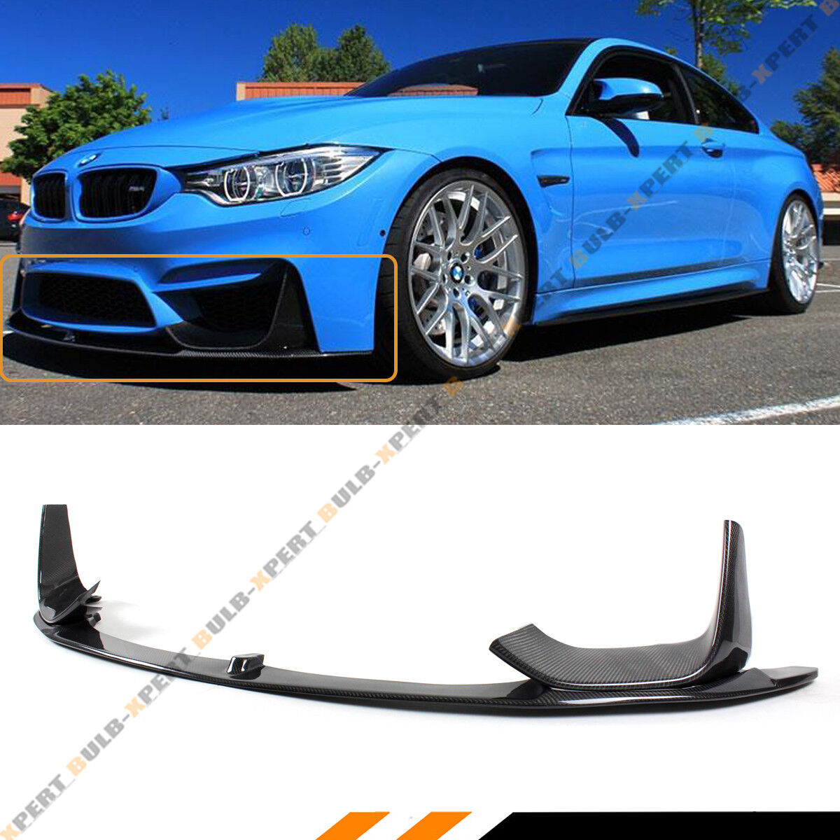 For 15-19 BMW M3 M4 Carbon Fiber 3pcs Front Bumper  Lip Spoiler W/ Splitters Kit