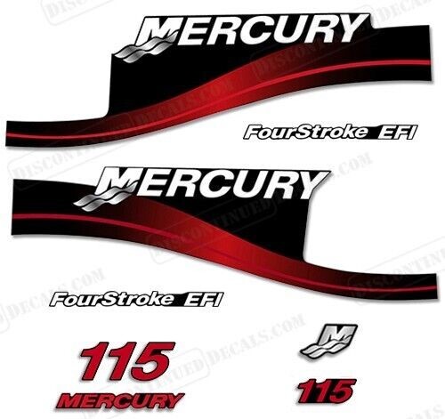 Mercury Outboard 115hp Rear Port Side Starboard Decals Set 881649A01 Red