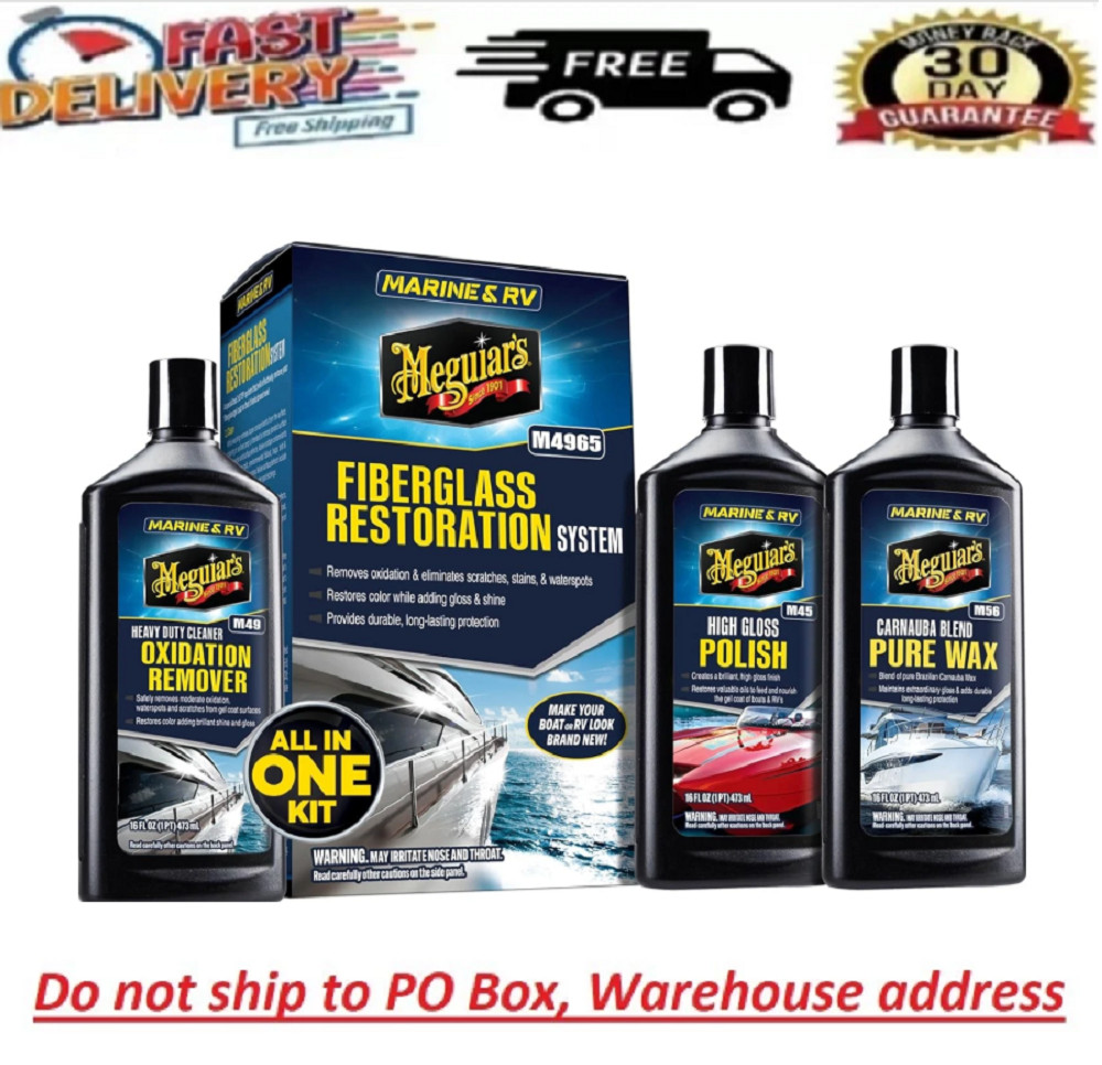 Meguiar\'s Marine/RV Fiberglass Restoration System,Boat Repair Kit Polish&Wax Set